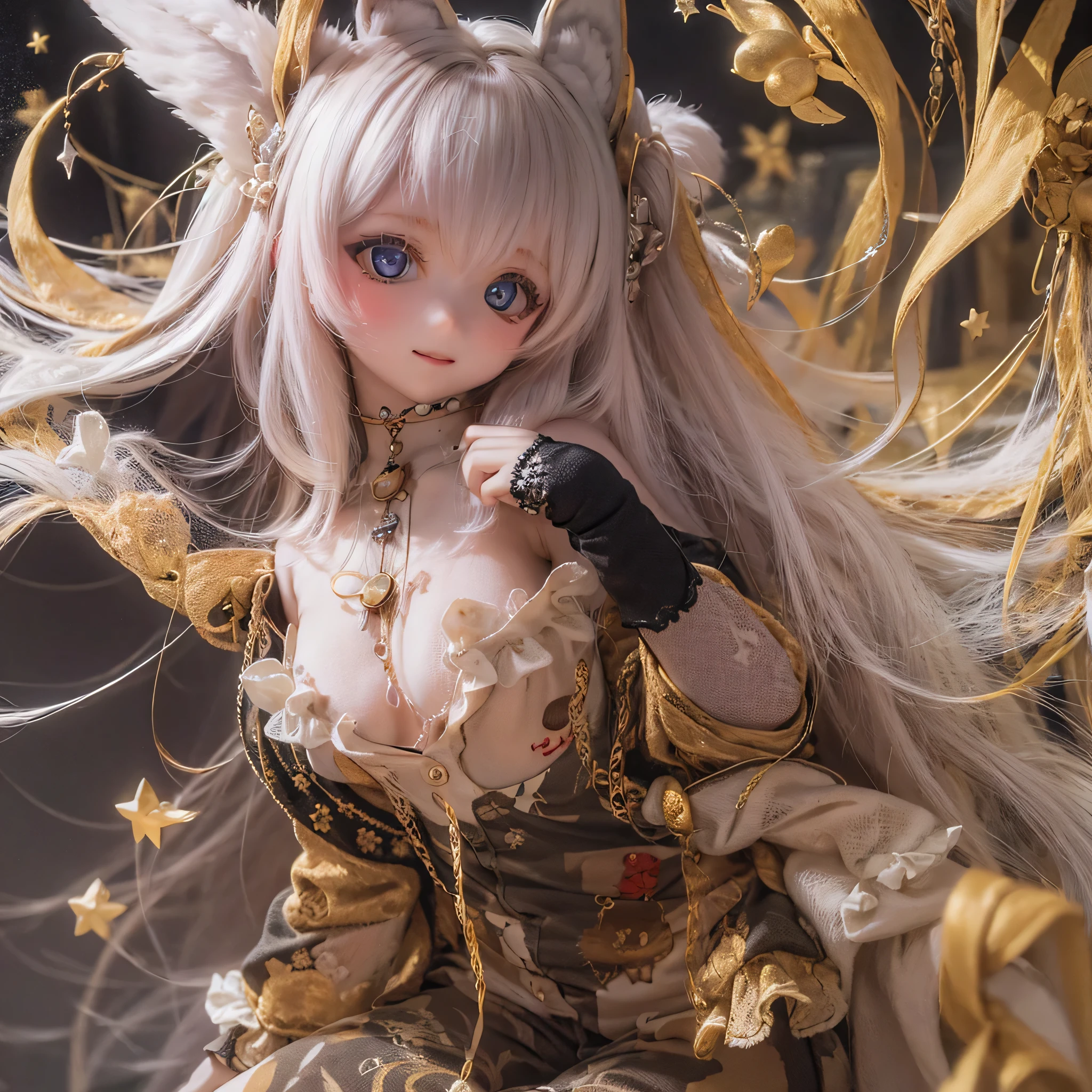 (highest quality, High resolution, Realistic:1.37),Very detailed, Beautiful details,Beautiful lip detail,Very detailed目と顔,Long eyelashes,One Girl,Sharp focus,Vibrant colors,Soft lighting,Fenrir Girls,Big Breasts,Fantasy elements,Snow Scene,ice magic,Flowing hair,Heavenly beauty(((((whole body)))))(((((pajamas )))))cute  ****  cute sexy pose whole body  (((((((child)))))))(((pretty girl)))A flat chest and a contrasting smile