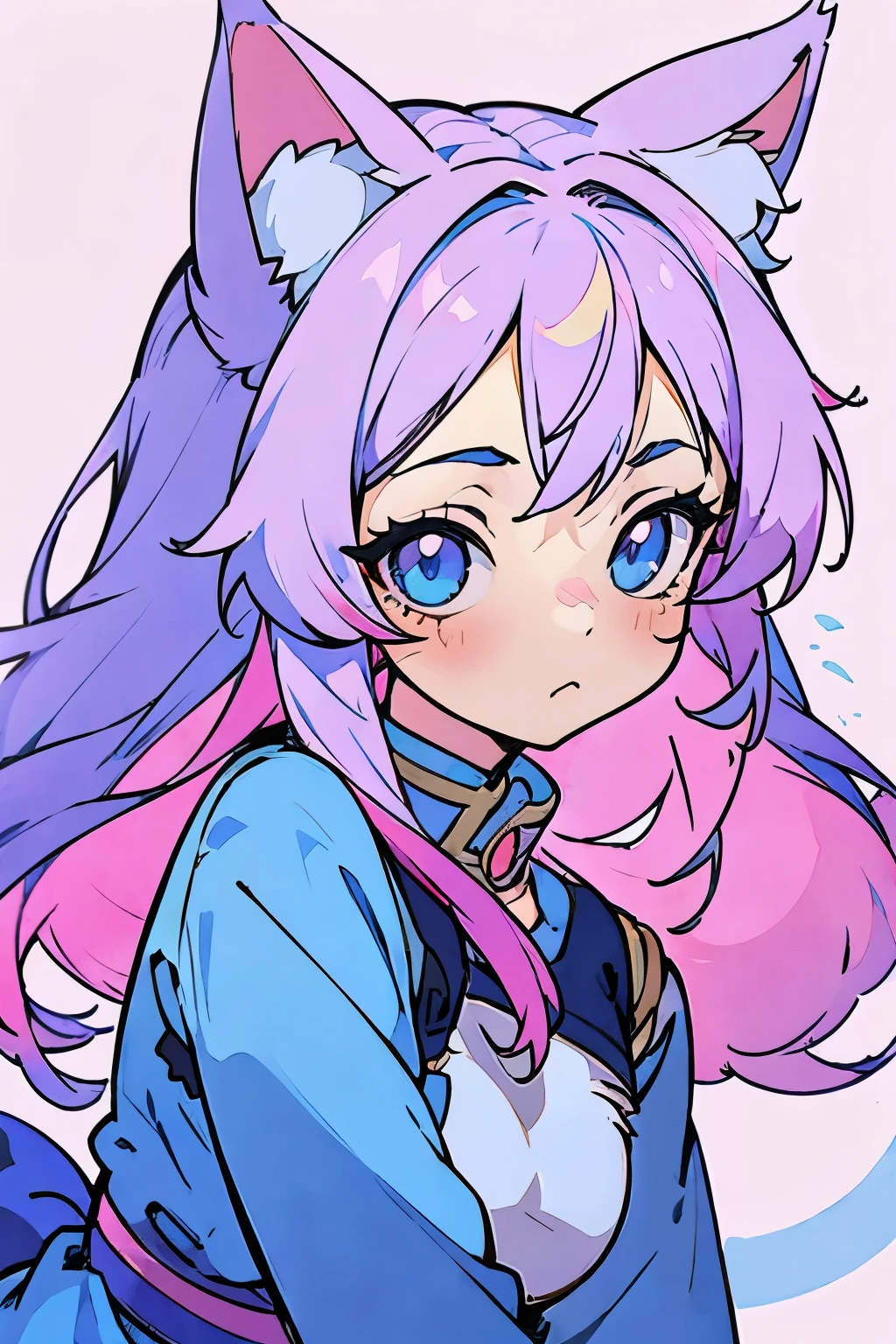 anime girl with pink hair and blue eyes wearing a blue dress, cute anime catgirl, beautiful anime catgirl, anime catgirl, very beautiful anime cat girl, very beautiful cute catgirl, anime girl with cat ears, kawaii realistic portrait, anime cat, catgirl, in an anime style, anime art style, anime moe artstyle, beautiful young catgirl