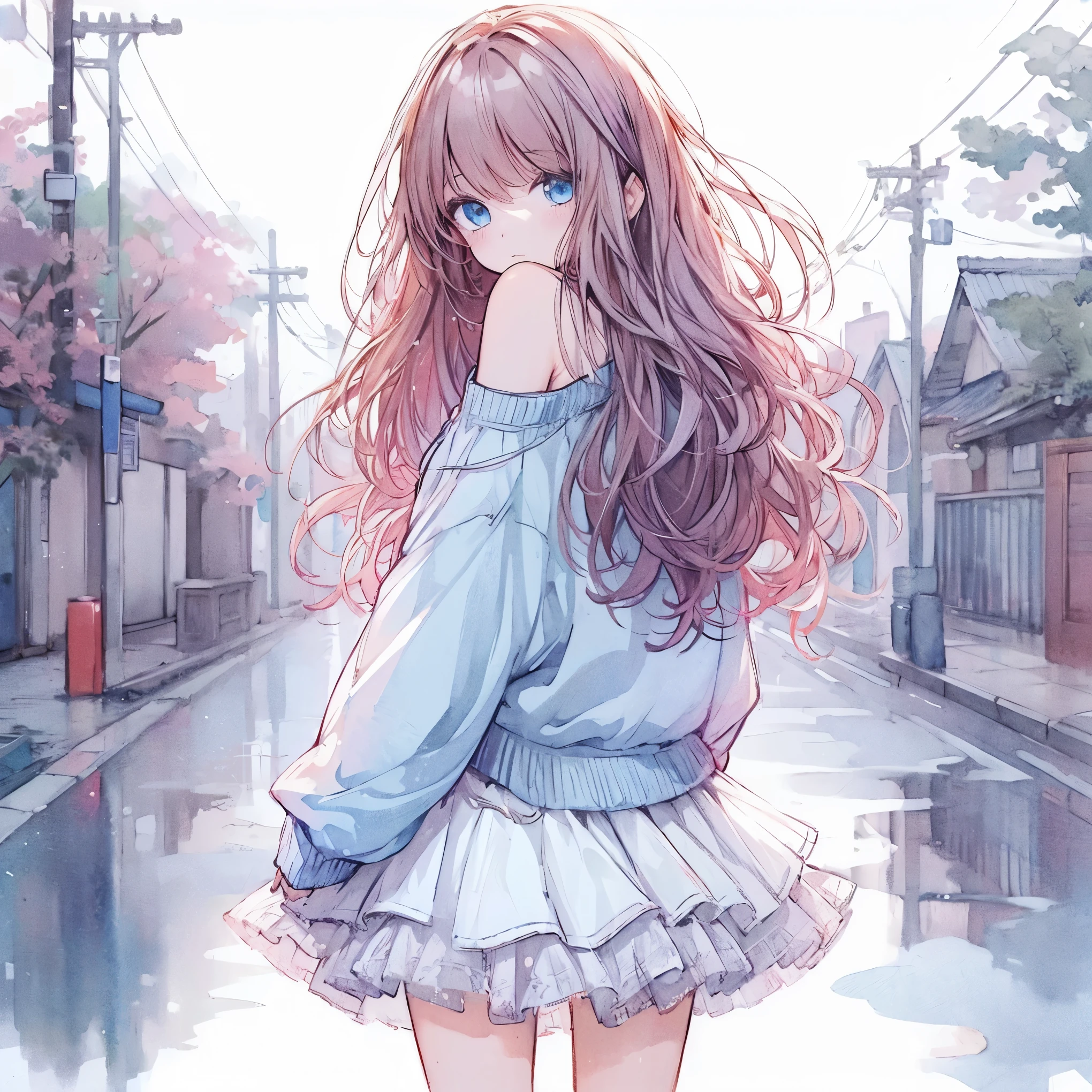 Official art using high-quality hand-drawn watercolor sketch techniques. (best quality,4k,8k,highres,masterpiece:1.2),ultra-detailed,beautiful detailed eyes,A girl with beautiful eyes, everyone, beautiful anime girl, cute anime girl, smooth anime art, anime style, elegant colors, soft lighting, delicate beautiful eyes, very coquettish, beautiful large breast, (correct hands:1.2),