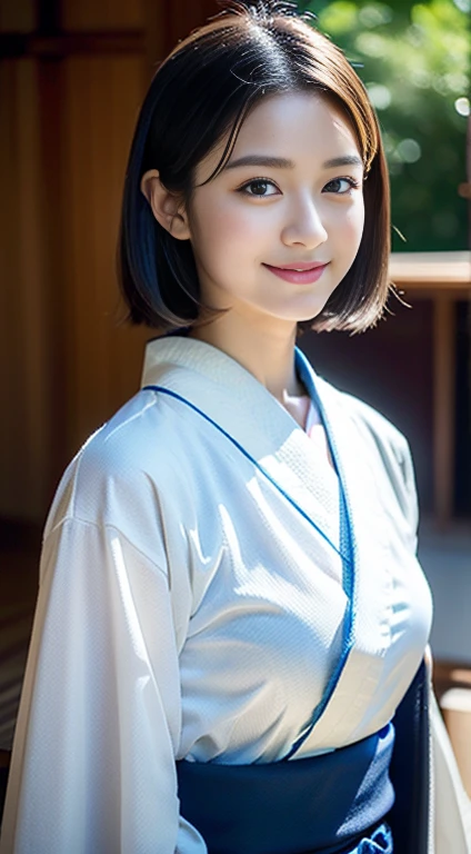 (((32k,High detail,High definition、masterpiece,Attention to detail,Esbian all over,solo))),RAW Photos & Realistic atmosphere,Beautiful dark blue eyes,Mouth details,Glossy lips,Fine eyebrows,With soft white skin that shines in every detail、Detailed eyes、Very beautiful eyes with blue pupils,Detailed lips、Very beautiful face,Very well-formed face、A vivid face,Beautiful, shining lips,Beautiful Eyebrows,Infinite Reality, Realistic like手グラビアアイドル,Very cute school girl, , like手官能グラビアアイドル, like手グラビアアイドル, Very beautiful and cute1A sharp and beautiful ,Blushing,Incredibly beautiful and elegant17 year old beautiful girl,Natural soft light,(Black shiny hair,,barefoot,Kendo kimono and hakama,Beautiful gentle eyes:1.5),(like々Shi,Wearing kendo equipment,Exposeした太もも,Thighs sticking out from the hakama,A kind smile,Shapely breasts,,Immature body,Japan Kendo Kimono,Kendo competition,Japanese style very short hair,Keep your hair tall、Tie it together,Beautiful posture,Backward view,Turn around,No makeup,woman samurai,Female Swordsman,Assist々The influence of Kojiro Ki,A cool expression gazing into the distance,Zoom in on the nape,Close-up of the nape,Wrap around your chest,Exposeを伸ばす,Expose:1.6)