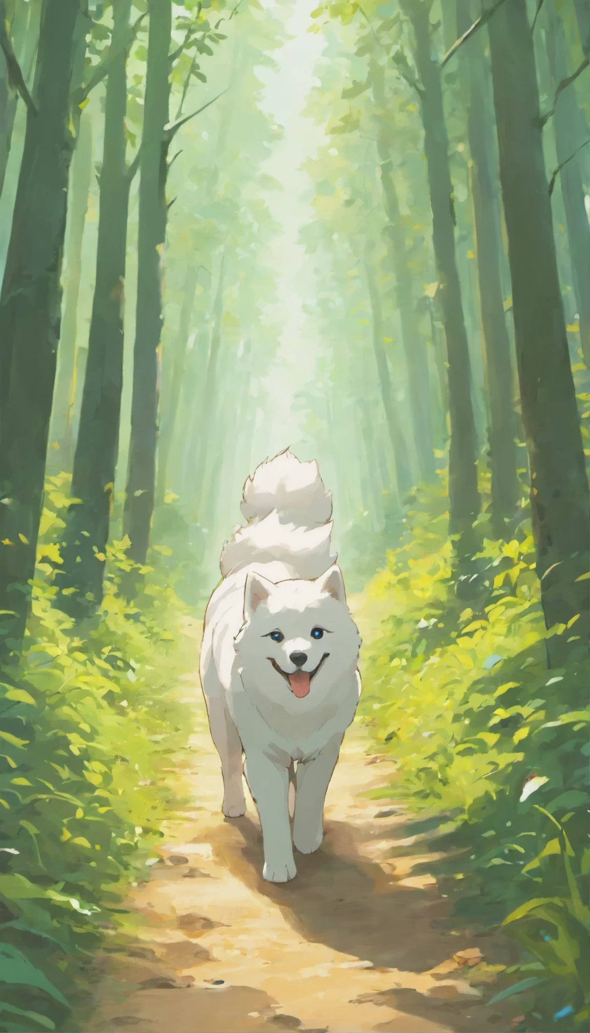one dog, Samoyed dog, Stimulate your sense of adventure, Walking the mountain path, nature, expedition, In the mountains, hiking