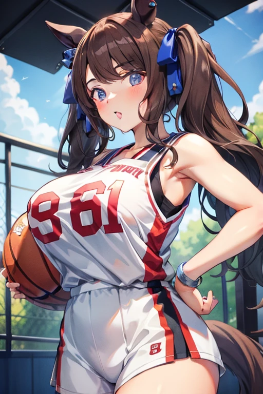 tosen jordan \(umamusume\), basketball uniform, big tits