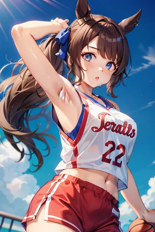 tosen jordan \(umamusume\), basketball uniform, armpits