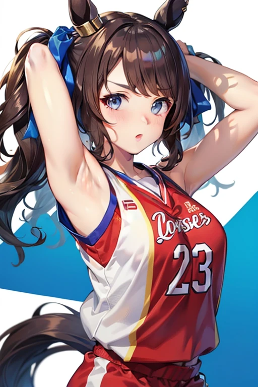 tosen jordan \(umamusume\), basketball uniform, armpits