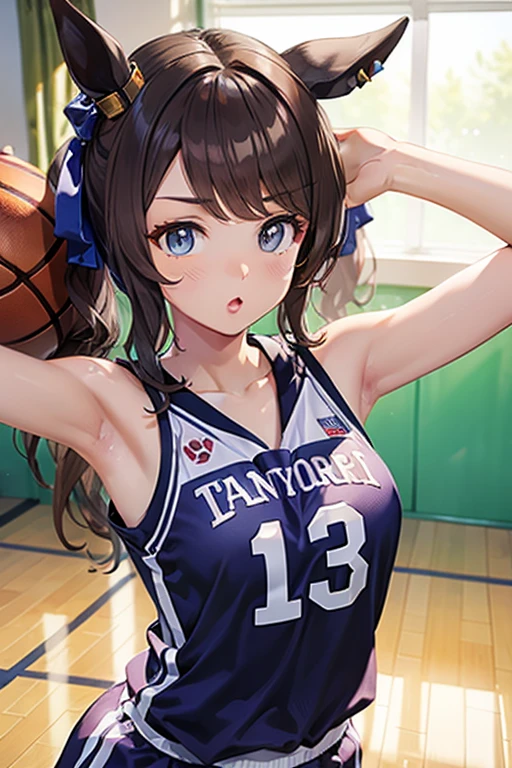 tosen jordan \(umamusume\), basketball uniform, armpits