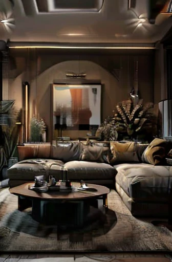 Livingroom design, Super sharp like photos taken with a professional camera, (Masterpiece,best quality,8k uhd,dslr,soft lighting,high quality,hyper detail,film grain,Fujifilm XT3, UE 5 render 8k, super high resolution, supper detail:1.2), color block wall decor, abtract poster decor, glossy floor, (((volumetric light)))