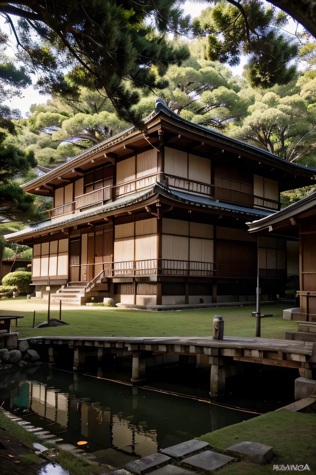 crie uma casa tradicional japonesa em uma montanha
