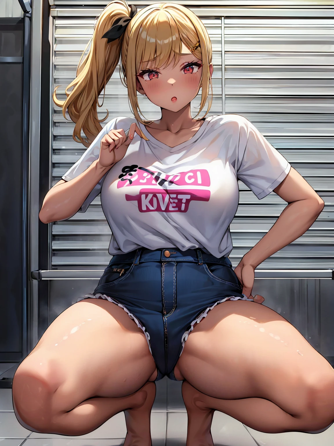 high school girl、Gal、日本のGal、Side Ponytail、Colorful manicure、Blonde、Party people、Panties in full view、Gal化粧、Squat with your legs apart、Heavy makeup、mascara、Dark eyeshadow、ager、Brown skin tone、Push your hips forward、Push one&#39;s groin forward、Beautiful woman、Very thick thighs、Unbuttoned shirt、loose socks、Scrunchie、Acme Face、Best image quality、High resolution、masterpiece、super high quality、Squat with your legs apart、Thick pubic hair、Screaming orgasm face、Leopard print panties、Leopard print bra、Very big ass、Very large breasts  、Blushing、4K quality、Blushing、Cry of ecstasy、Sweaty all over、Heavy breathing、Cowboy Shot、Shaking breasts、上下にShaking breasts、Cowboy Shot、{highest quality}, {so beautiful}, {Super detailed}, {Best illustrations}, Browsing Caution, My crotch is steamy