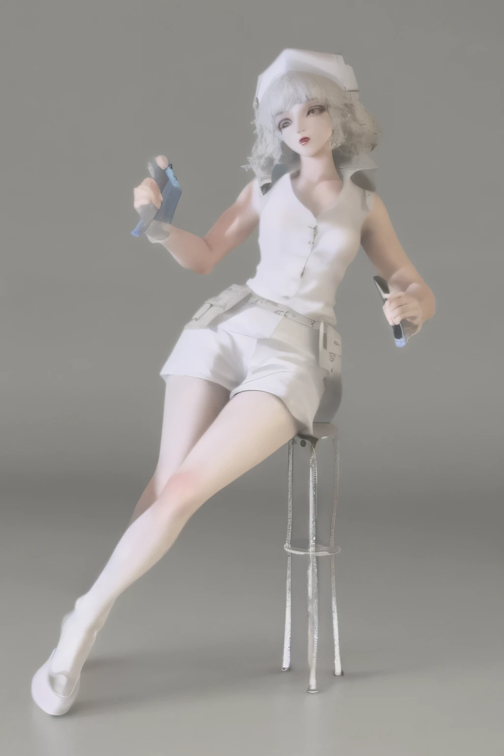 Exquisite cute girl 3D PVC model, looking at the audience, Soft and smooth lighting, Soft colors, 3d icon clay rendering, 120mm lens, 3d blender rendering, Popular on polycount, modular constructivism