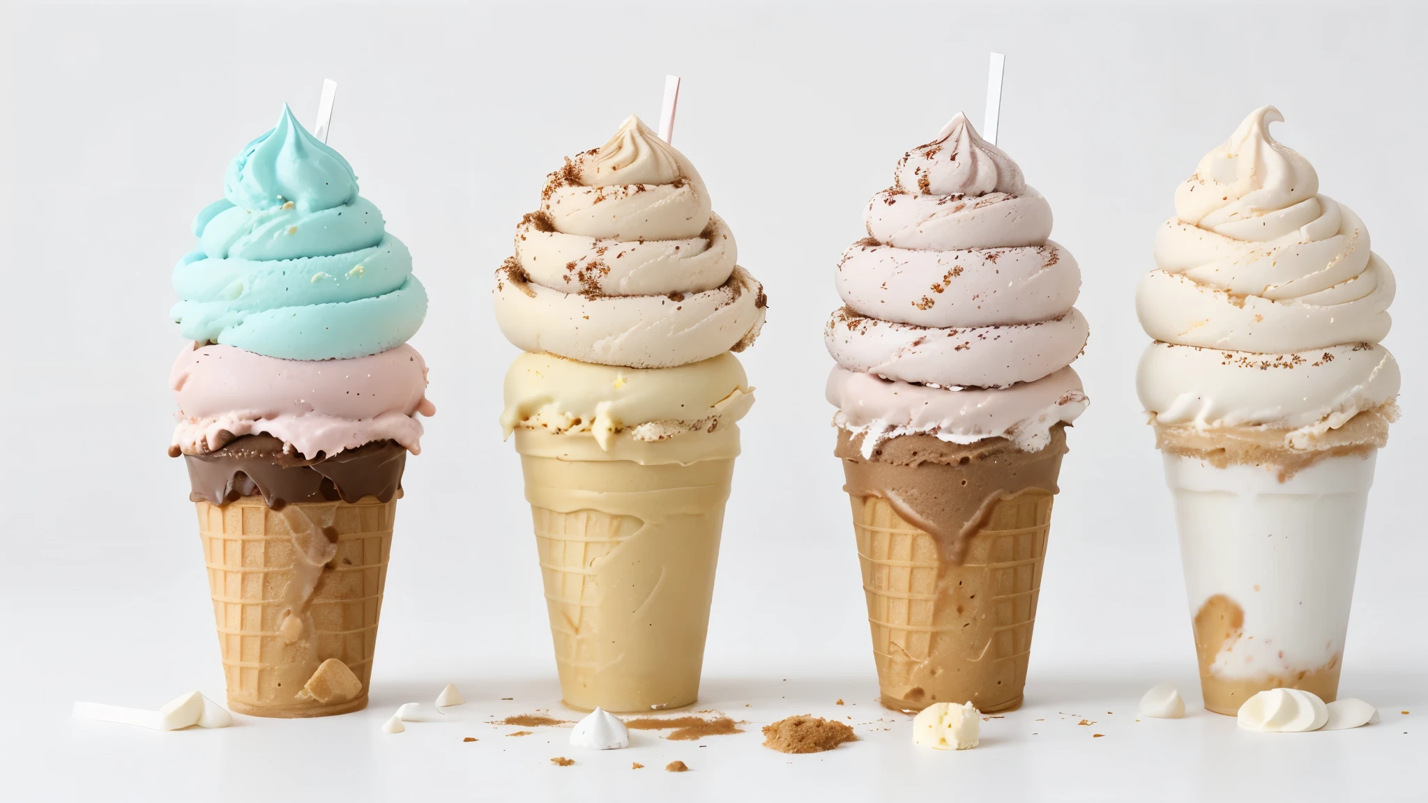 Delicious ice cream ,delicious, White background, sharp