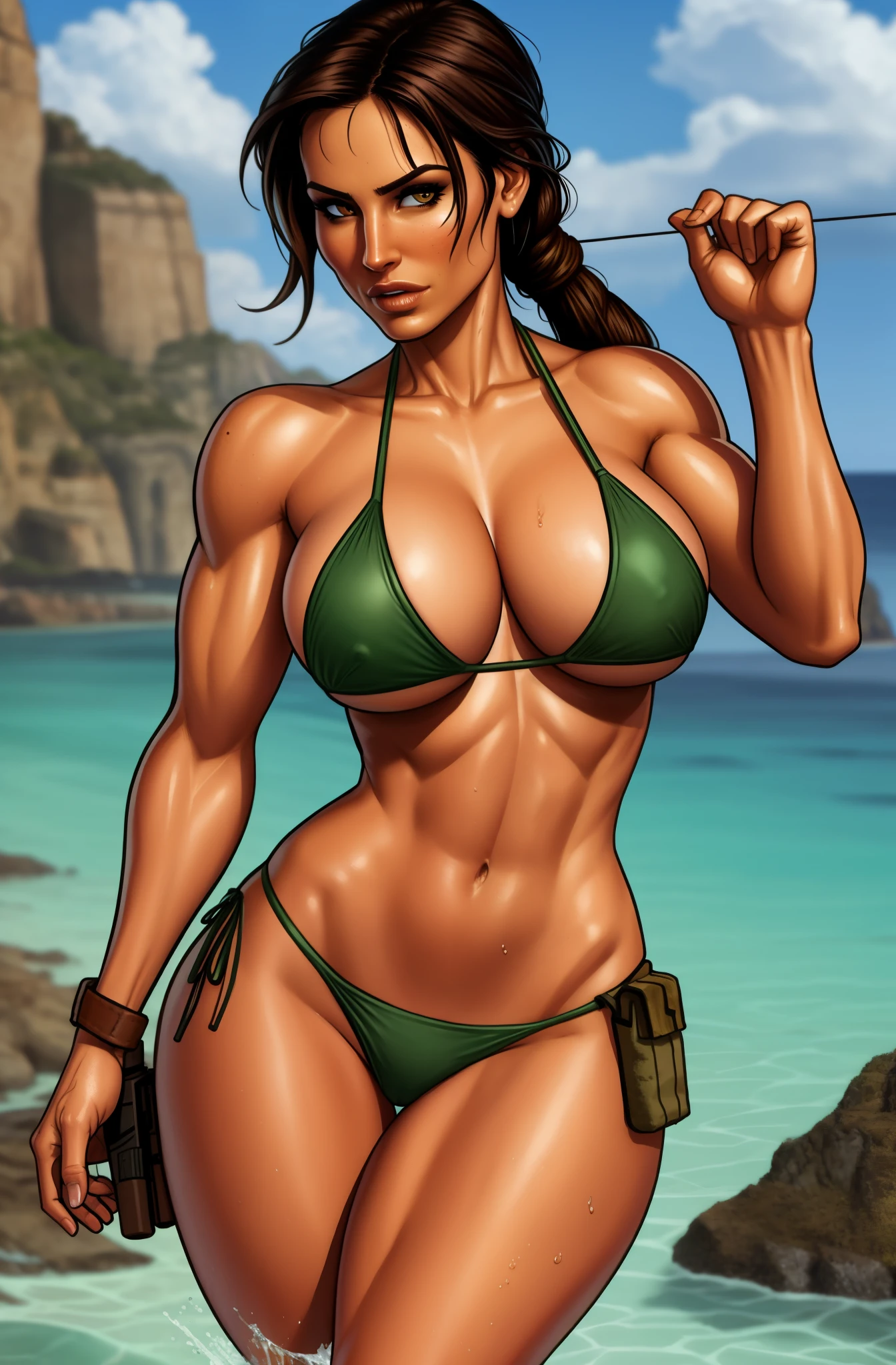 Lara Croft, tiny string bikini, sexy