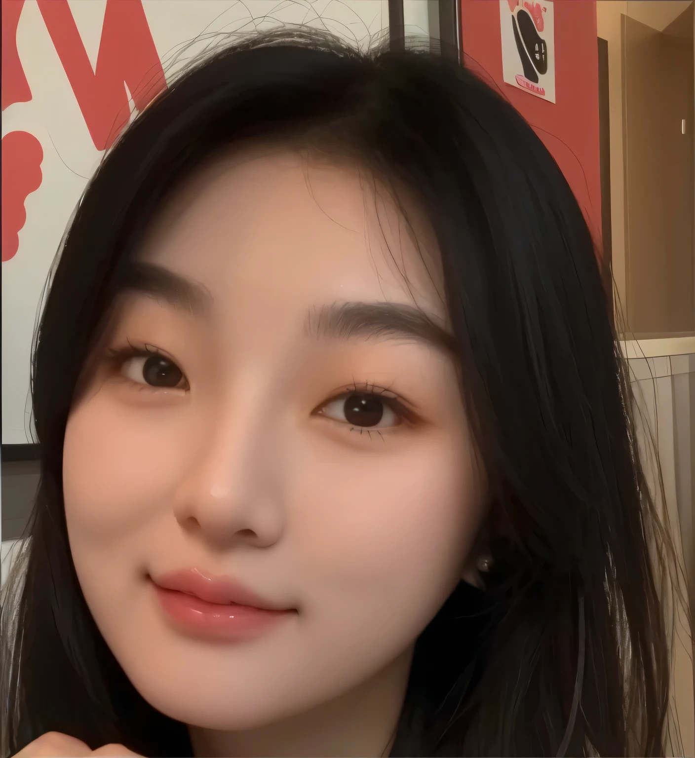 There's a woman in makeup posing for a photo, maquiagem sul-coreana popular, maquiagem coreana popular, Ulzzang, wan adorable korean face, young cute wan asian face, young adorable korean face, beautiful aesthetic face, rosto sexy com maquiagem completa, menina bonito-fino-cara, Ruan Vtuber Fofo, Sakimichan, Fotografia selfie 8k