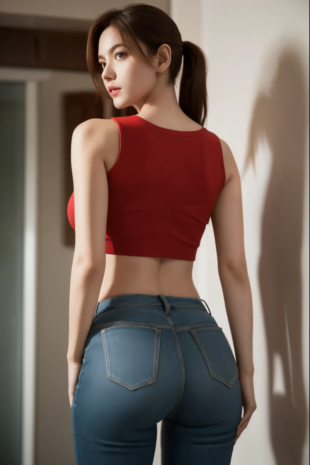 (masterpiece, best quality), 1girl , Claire Redfield,  back