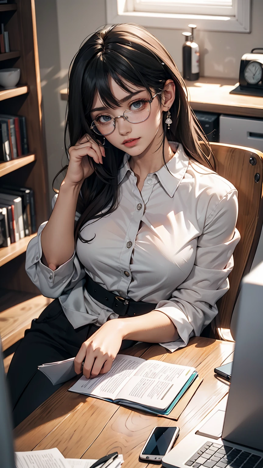 adulta nova, cropped shirt, saia, SFW, coxas perfeitas, Asian girl, peitos perfeitos, Pale girl, glasses, fleshy lips, cachos, cabelo afro, afro hair, piercing