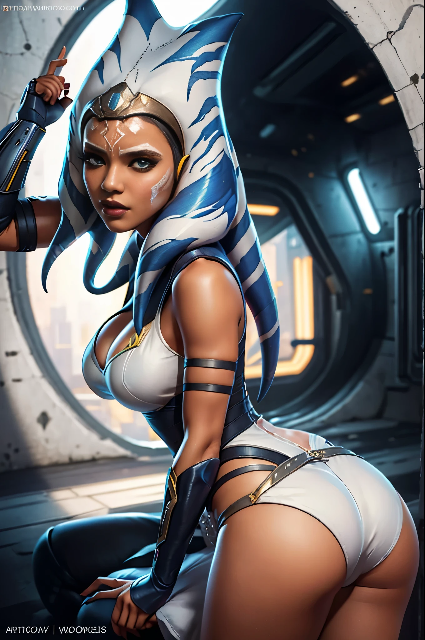 ahsoka tano in a wedding dress with a big breast, cutesexyrobutts, symmetra from overwatch, samira from league of legends, extremely detailed artgerm, senna from league of legends, inspired by rossdraws, wlop and rossdraws, in style of artgerm, as seen on artgerm, pharah from overwatch