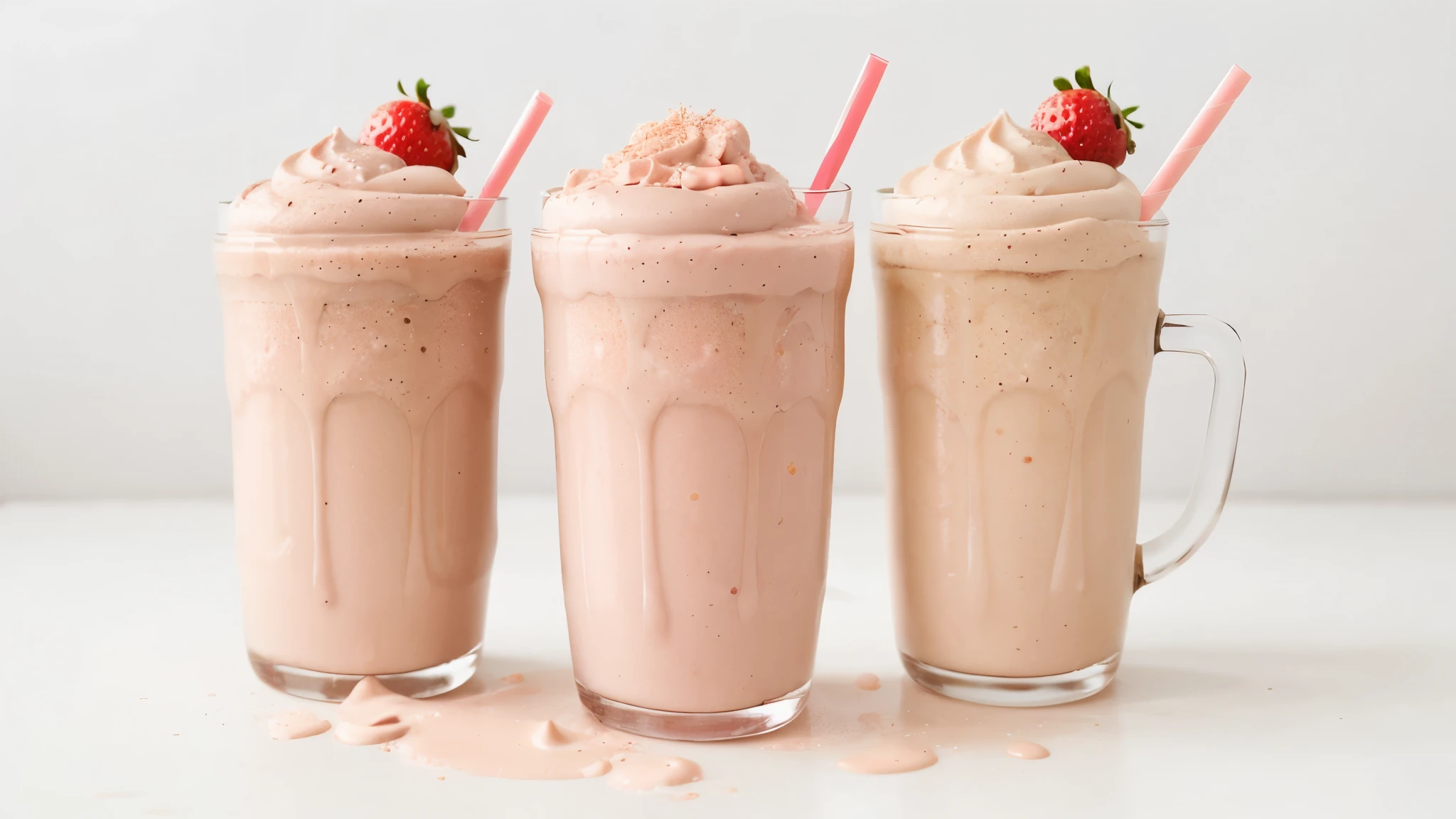 Delicious Strawberry milk shake ,delicious, White background, sharp