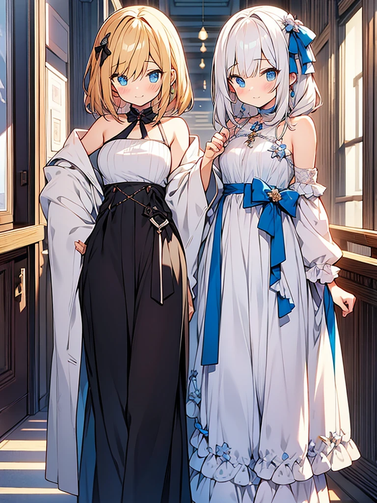 Anime Style、Two cute boys dressed in women&#39;s clothing、A cute living god and a cute servant、A good friend、Small and young boy、