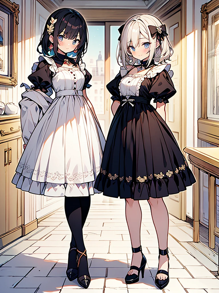 Anime Style、Two cute boys dressed in women's clothing、A cute living god and a cute servant、A good friend、Small and young boy、