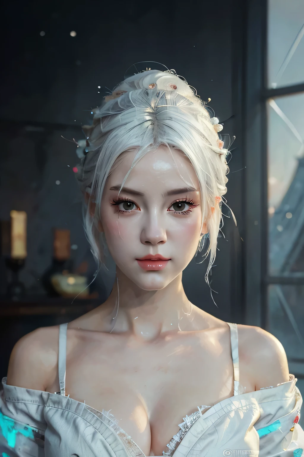 a close up of a woman with white hair and a white mask, beautiful character painting, guweiz, artwork in the style of guweiz, white haired deity, by Yang J, epic exquisite character art, stunning character art, by Fan Qi, by Wuzhun Shifan, guweiz on pixiv artstation