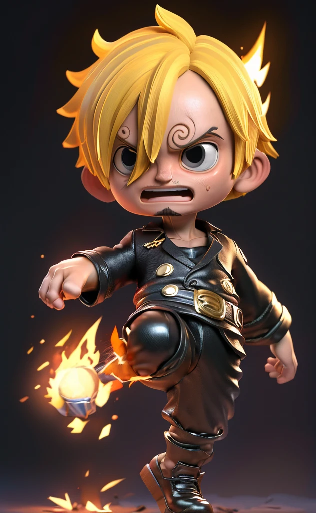 1man, sanji in anime one piece, short hair , yellow hair, black eyes, handsome, black clothes, realistic clothes, detail clothes, city background, ultra detail, realistic
Artistic image of a kicker, chest level kick, perfect kick. A kick is a very powerful movement, with a determined kick to the head.ハイキック
The kicking foot is wearing a flaming bootブーツは赤く燃えている
1man, sanji in anime one piece,