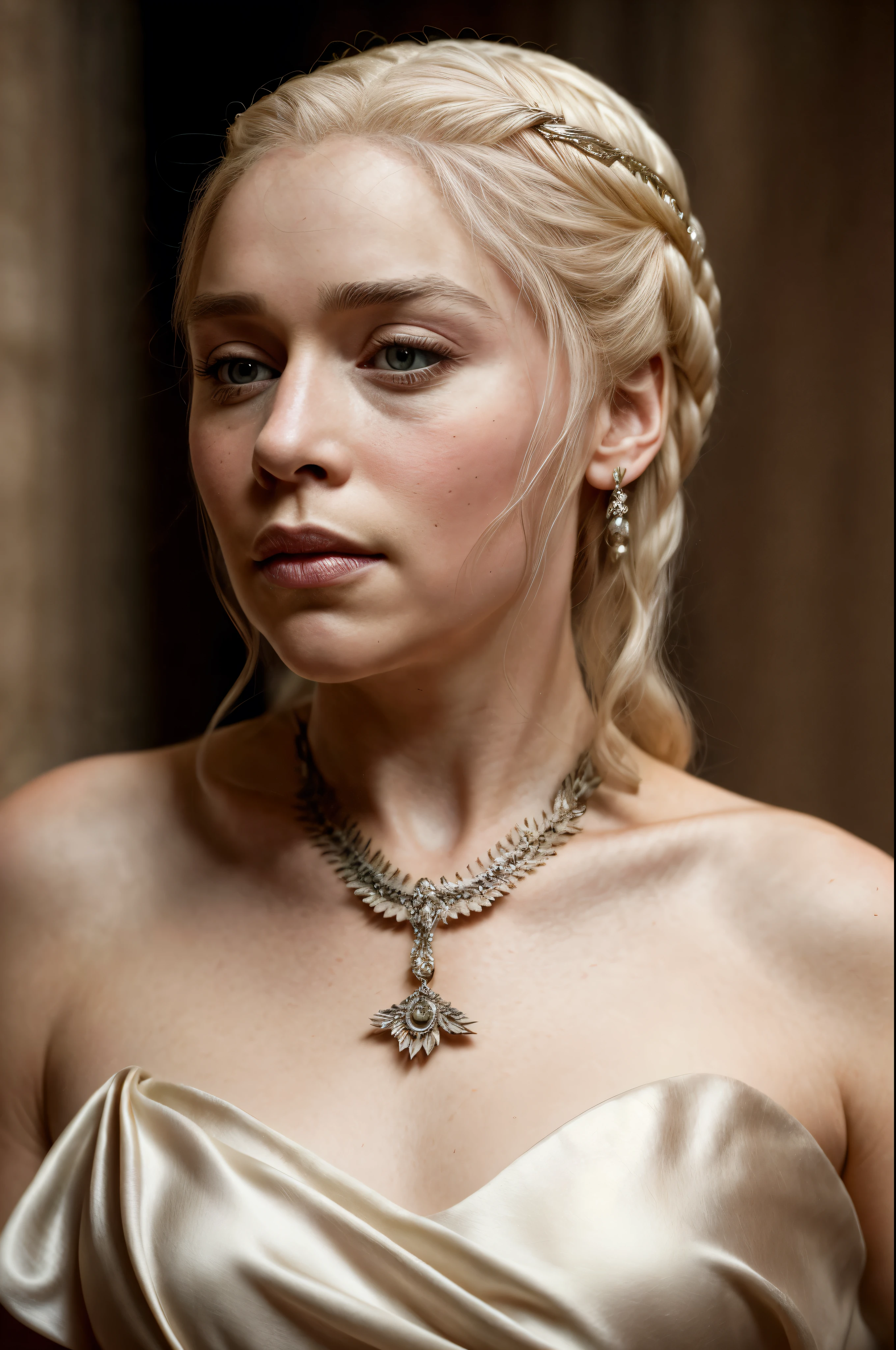 masterpiece, stunning portrait photo of khls woman, front facing towards the camera, wearing Erotic mediaeval costumes, War Costumes , sharp focus, natural lighting, subsurface scattering, f2, 35mm, film grain, Regal Beauty, Regent Queen, silk satin, linen clothes, beautiful ruler queen, sexiest majestic queen dress,