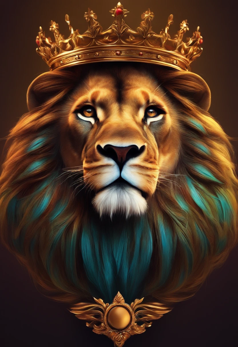 Make me a logo of a lion with a king&#39;s crown on its head.