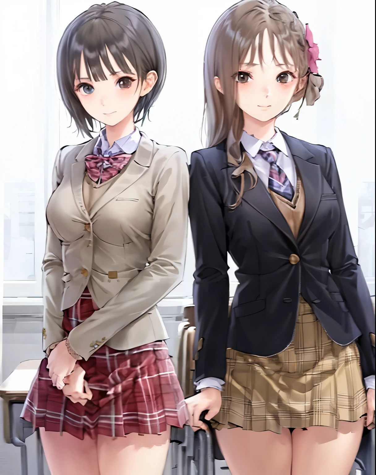 masterpiece, best quality, (serious), an extremely beautiful girl, extremely detailed face and eyes,1girl, long hair, black hair, ((right swept bangs:1.4)), brown eyes, (school uniform, dress shirt mini skirt:1.4), mel kishida, video game,add_detail:1, add_detail:0, add_detail:0.5,mel kishida, video game