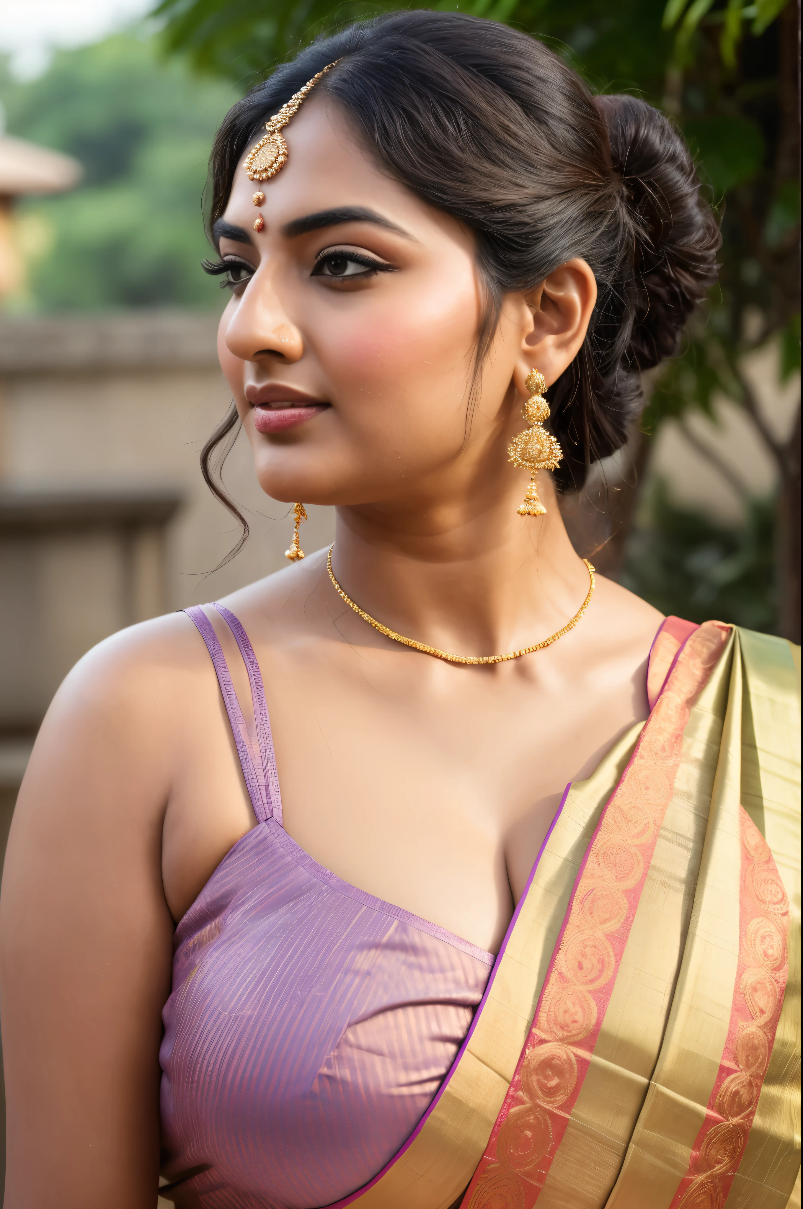 Foto RAW, photorealistic, photography, full body shot, master shot, perfect eyes, goddess like beauty, pierced eyes, perfect thick chubby mallu Desi aunty bhabhi, Wearing a Stanapatta, a chest-band.Saree model, model Photography, Indian saree shoot, Indian traditional wear advertising photography, traditional wear brand shoot, face of Indian actress Sonakshi Sinha, masterpiece, realistic, realism, incredible details, pleasure, photorealism, detailed skin, skin pores, high contrast, photorealistic Artstation 8k HD digital art trend of high definition and detailed realistic skin texture, ultra detail, realistic skin texture, armature, best quality, ultra high definition, (photorealistic:1.4),, high resolution, detail, raw photo, sweat, Re sharp, by Lee Jefferies Nikon D850 Film Stock Photo 4 Kodak Portra 400 Camera F1.6 Lens Rich Color Ultra Real Realistic Realistic Textures Dramatic Lighting Unreal Engine Trending at Art Station Cinestill 800,(pele altamente detalhada: 1.2), 8k UHD, DSLR, soft-lighting, alta qualidade, grain of film, Fujifilm XT3,she didn't like to wear blouse or bra, she is happy to wear only saree, she hates blouse or bra, detailed hairy armpits, hyper realistic skin, skin pores, sweat, veins,
