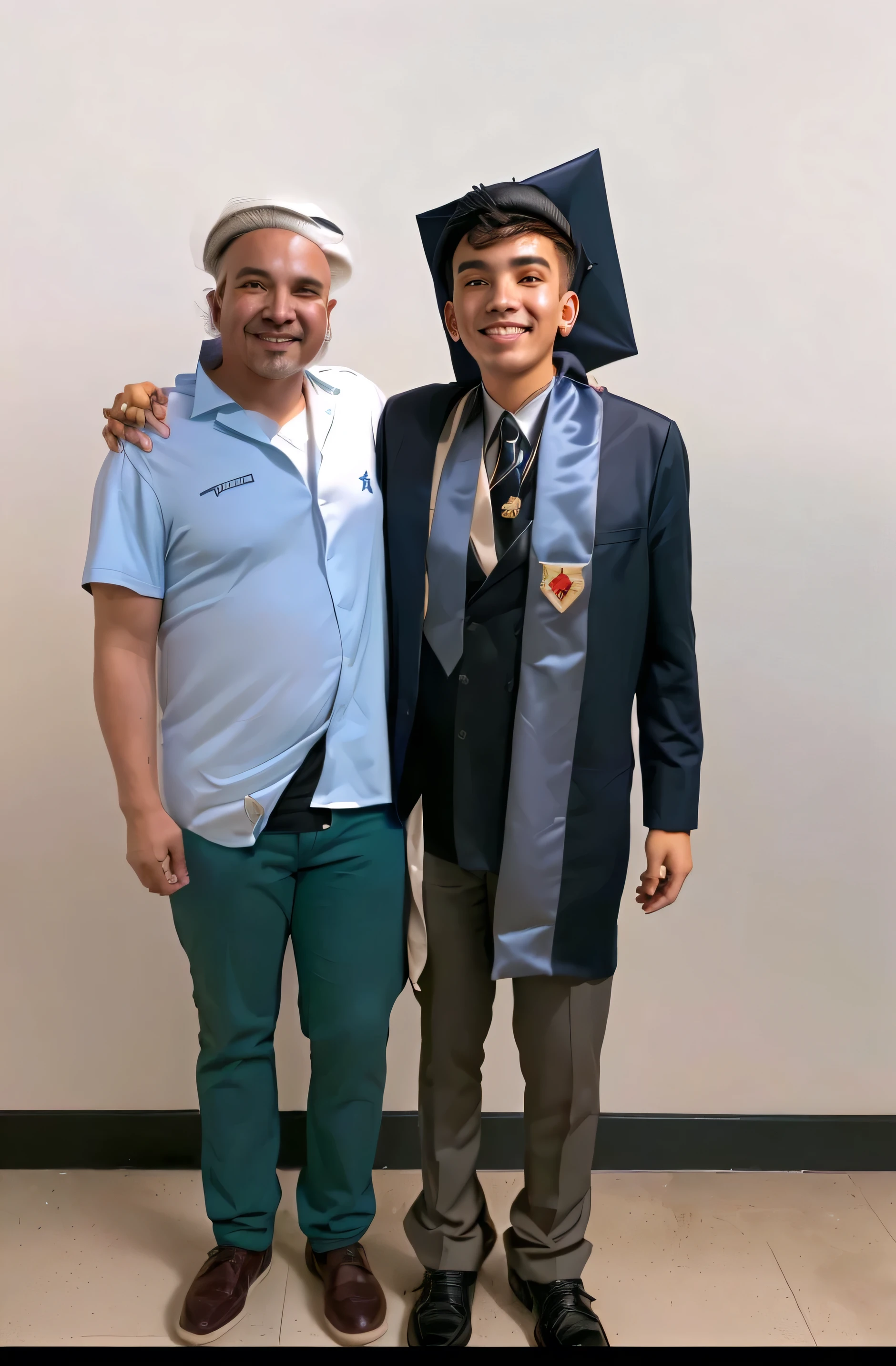 there are two men next to each other with graduation hats, graduation photo, pablo carpio y jordan grimmer, Greg Rutkowski y Ross Tran, carlos huante and doug chiang, foto coloreada, foto tomada en 2 0 2 0, aser duran, by david rubin, john picacio and brom, Marte Ravelo y Greg Rutkowski