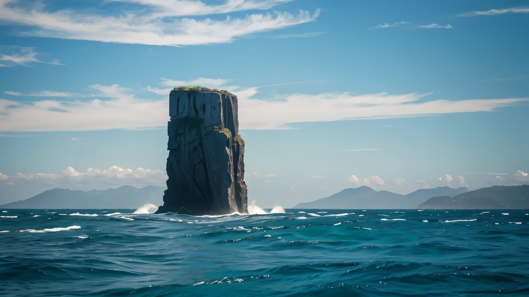 Monolith rising out of ocean