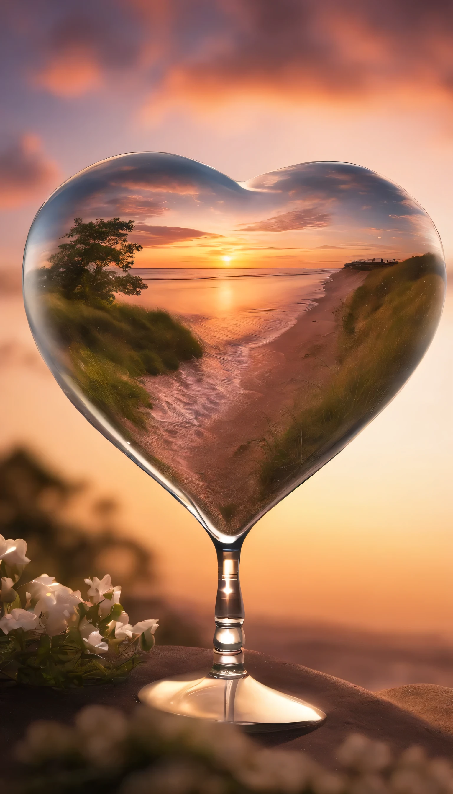 Double exposure of glass heart, Immerse yourself in a soft and romantic atmosphere. Using Double Exposure Technology、Create something vivid, Dynamic images. Inside the Glass Heart, In the vibrant summer sunset、Picture a beautiful, shiny silver cross in front of a rolling beach.。, heart、All created using tilt-shift technology, 3D effects and sharp contrast. Around the glass heart, Romance Themed Dev Rethore.com, Soft pastel tones and warm lighting、It creates an enchanting and welcoming environment. The autumn landscape and the enchanting sparkling silver cross in the glass heart are vibrant and detailed., In harmony with the gentle and romantic environment、Creates a quiet and romantic environment。.
necessary for this purpose: alchemy, Prompt Magic V3, PhotoReal or DreamShaperV7