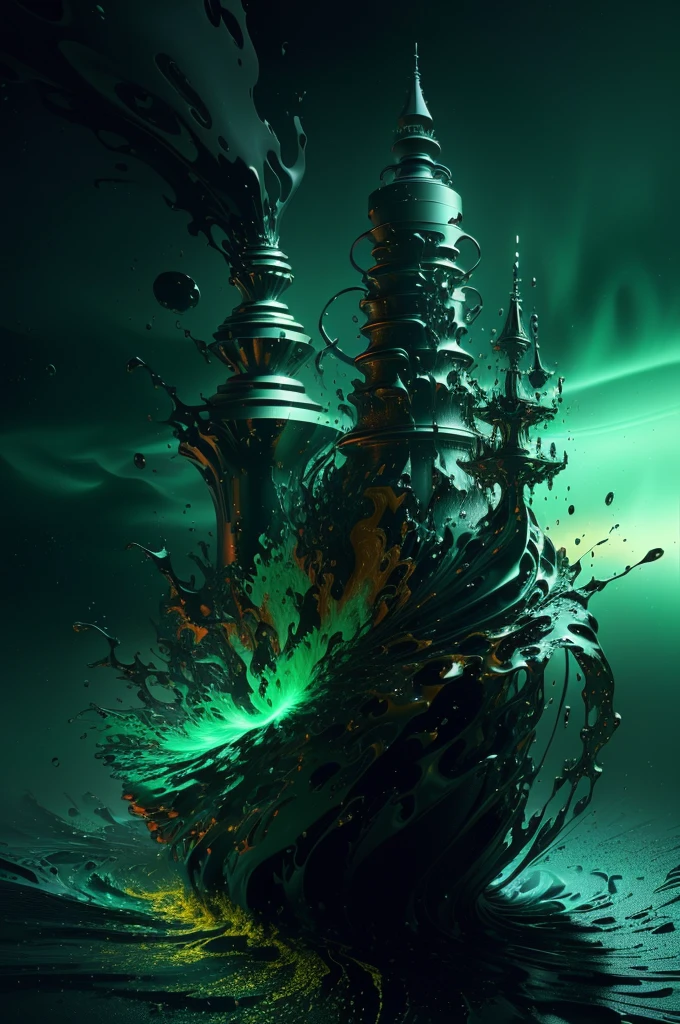 There is a very large red object in the middle of a dark background, 3 d Fluid simulation render, chaotic swirling ferrofluids, rendered in houdini, houdini Fluid simulation, Epic 3D Abstract Model, Fluid simulation in houdini, Fluid simulation, rendered in maya and houdini, rendered, black Fluid simulation, intricate artwork. Octane render