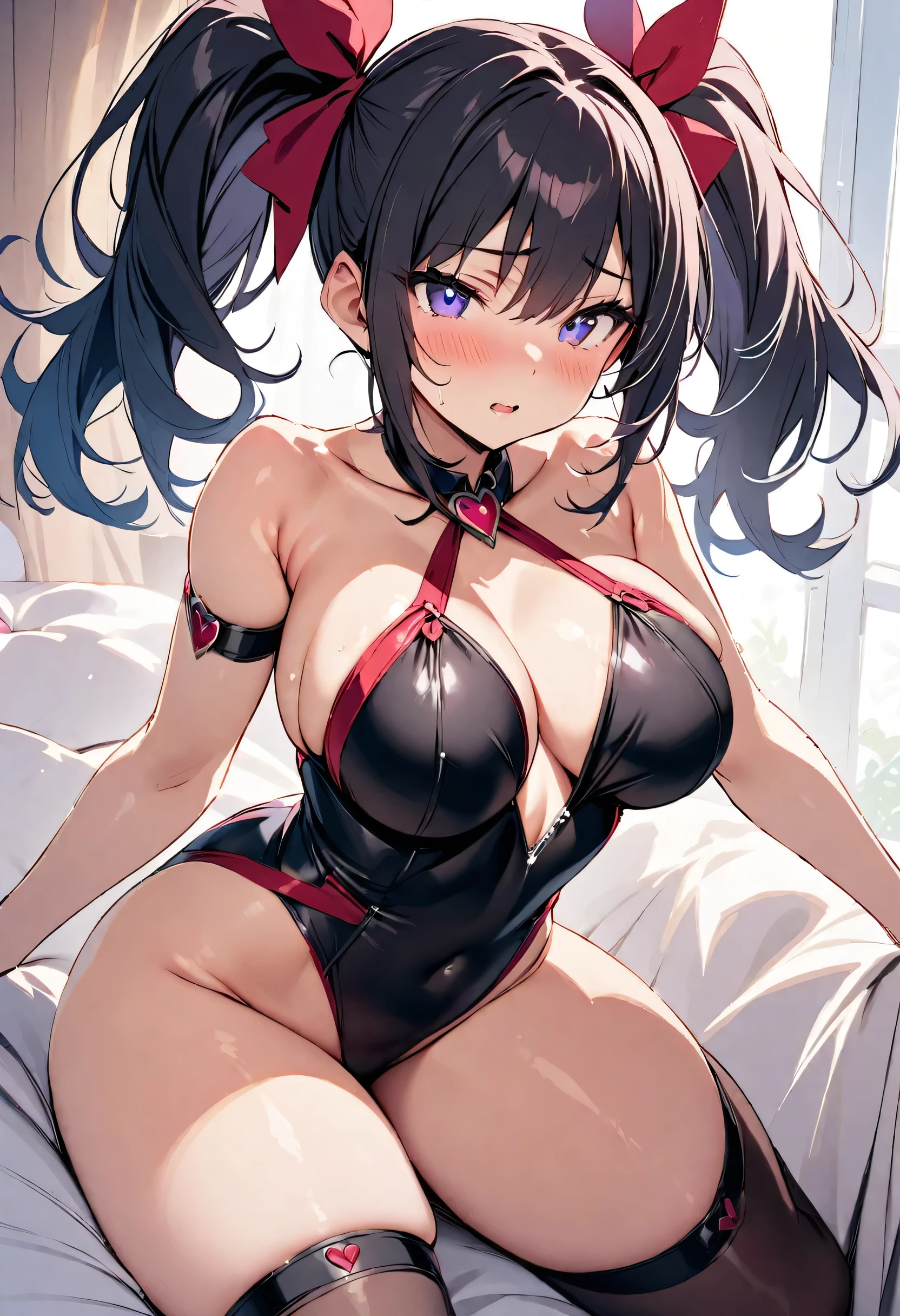 (one cute beautiful girl:1.3),masterpiece, best quality, novel illustration, highres, 18+ content, age girl with twin tails, innocent appearance, powerful erotic appeal, sensual body, voluptuous curves, passionate love between two hearts, pure heart, unblemished innocence, emotional intensity.