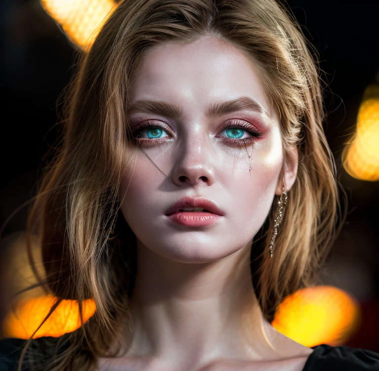(highres,masterpiece:1.2),(realistic:1.37),(best quality, highres, ultra-detailed, realistic), mesmerizing cyberpunk dark fantasy, Medusa in all her sinister beauty, with six serpent arms gracefully intertwined. (Her radiant eyes:1.6), hypnotic and piercing, capture the essence of a demonic queen. The details of her face, meticulously crafted, reveal every delicate scale and unique pattern. The atmosphere surrounding her is filled with an otherworldly aura, bathed in a mix of neon lights and shadows. The backdrop resembles a movie scene, with hints of an ominous underworld. This portrait presents a close-up shot, focusing on the captivating visage of the goddess, portraying her as a captivating and formidable presence in the realms of darkness, the most beautiful face in the universe, erotic face, sensual face,(NSFW:1.3)high nose, dreamy blue eyes, blood going from eyes like tears
