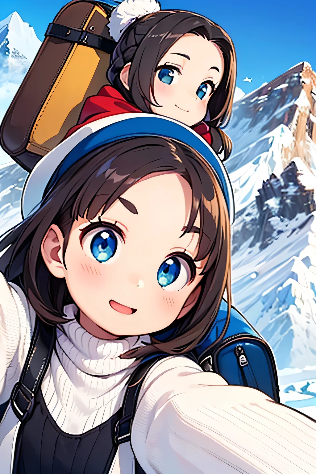 highest quality、High resolution、Detailed Background、(Beautiful face in every detail:1.4)、Anatomically correct、(Detailed facial expressions)、(Detailed eyes:1.2)、Beautiful women in their 20s、(Highly detailed face:1.4)、Cute hair colour、Braided Ponytail、Braided long hair、Wavy Hairstyle、well-groomed eyebrows、Cute gestures、From the summit of Everest、
(A beautiful woman with a satisfied expression taking a photo at a powerful angle from the summit of Mount Everest at an altitude of 8,000 meters:1.5)、
The spectacular sight of the world's highest peak unfolds before your eyes.、The snowy peak of Mount Everest, towering above the sea of clouds, looks like a giant white spire stretching into the heavens.、Its imposing appearance seems to symbolize the pinnacle of the Earth.、Standing at the peak at an altitude of 8048 meters、The view from there is magnificent.、Beneath my feet is a deep valley and steep rock faces, with a small mountain reflected in the distance.々is a series of、
Far below you can see the sea of clouds and the towering figure of Mount Everest.、
The white snowy tops reflect the sunlight and look like gods.々It seems to emit a bright glow.、
The overwhelming presence will take your breath away.、The blue sky and the pure white snowy peaks create a beautiful contrast.、
You can feel the grandeur of the highest peak on earth and the smallness of humans.、You can capture the overwhelming power and grandeur of the place.、This will be a thrilling and moving piece that was achieved at the risk of one's life.、
Choose a lightweight, warm down jacket。Elegant design with fur、
Stylish leggings with a tight silhouette、The warm high-necked top gives a mature and elegant impression.、The colour should also be calm.、Sturdy hiking boots、Chic beige and grey design、Gloves and neck warmer、Add accents with accessories such as knit hats、A functional backpack-type bag