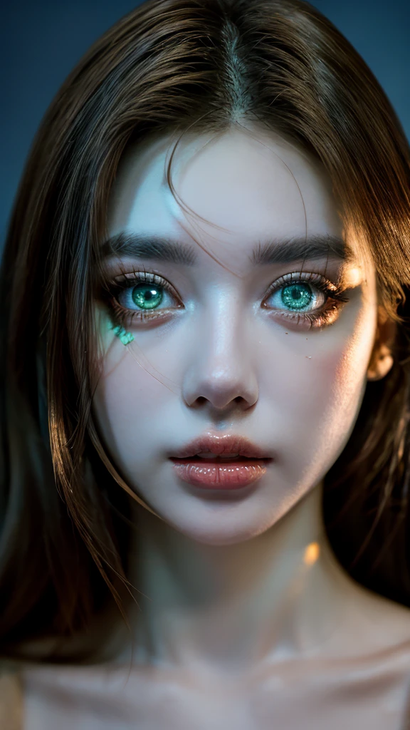 (highres,masterpiece:1.2),(realistic:1.37),(best quality, highres, ultra-detailed, realistic), mesmerizing cyberpunk dark fantasy, Medusa in all her sinister beauty, with six serpent arms gracefully intertwined. (Her radiant eyes:1.6), hypnotic and piercing, capture the essence of a demonic queen. The details of her face, meticulously crafted, reveal every delicate scale and unique pattern. The atmosphere surrounding her is filled with an otherworldly aura, bathed in a mix of neon lights and shadows. The backdrop resembles a movie scene, with hints of an ominous underworld. This portrait presents a close-up shot, focusing on the captivating visage of the goddess, portraying her as a captivating and formidable presence in the realms of darkness, the most beautiful face in the universe, erotic face, sensual face,（NSFW:1.3）high nose, dreamy blue eyes, naked completely, naked breasts