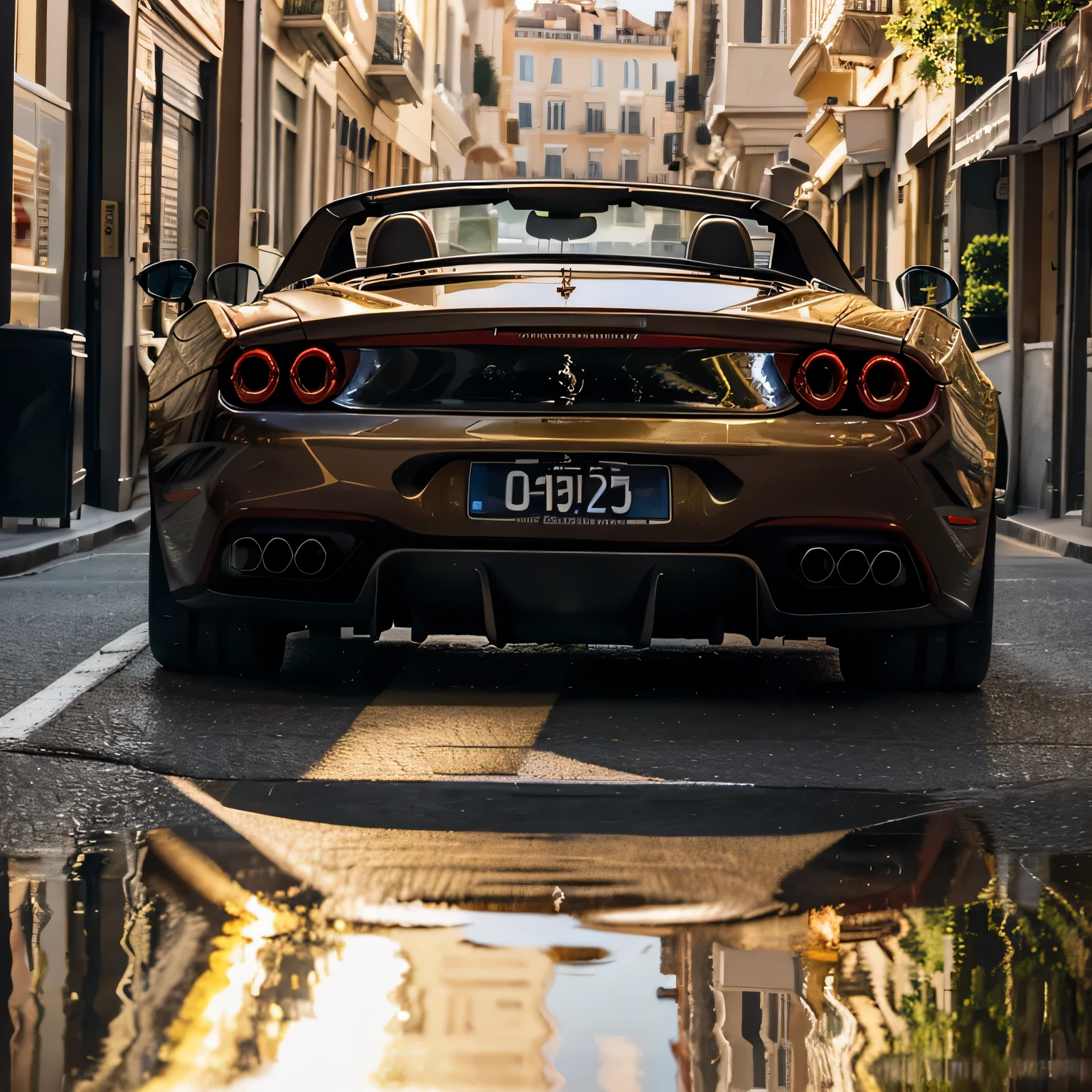 a handsome businessman,driving a Ferrari convertible,chic luxurious girl,streets of Monaco,cinematic lighting,high quality,detailed,photorealistic,dramatic composition,golden hour,vibrant colors,reflections,motion blur,luxury,opulence,elegance