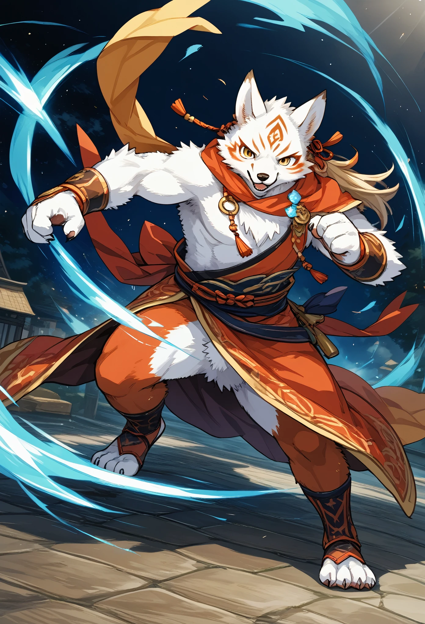 social game, unit illustration, fighting pose, fantasy, 1boy, solo, furry, kemono, detailed body fur, full body,
