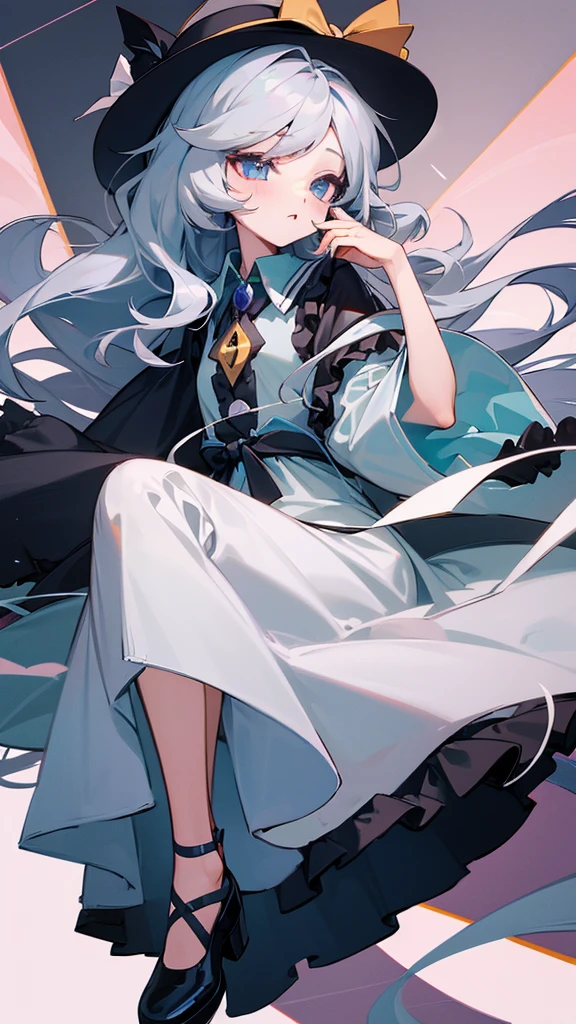 highest quality　Neutral face　woman　I have long hair　Odd Eye　Gray Hair　Koishi Komeiji　beautiful girl　Cat ear　cute