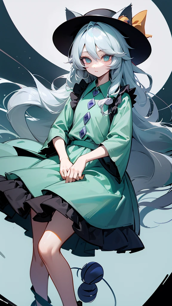 highest quality Neutral face woman I have long hair Odd Eye Gray Hair Koishi Komeiji beautiful girl Cat ear Cute Unfriendly