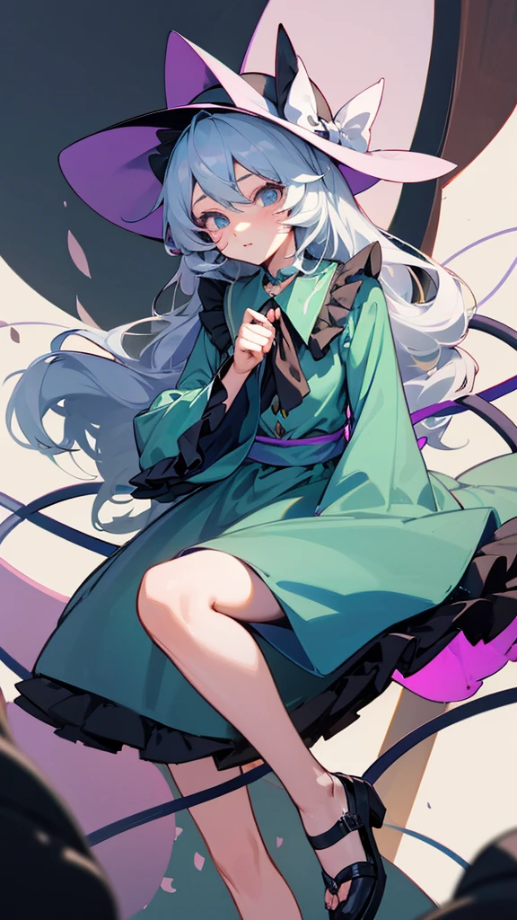 highest quality Neutral face woman I have long hair Odd Eye Gray Hair Koishi Komeiji beautiful girl Cat ear Cute Unfriendly kind