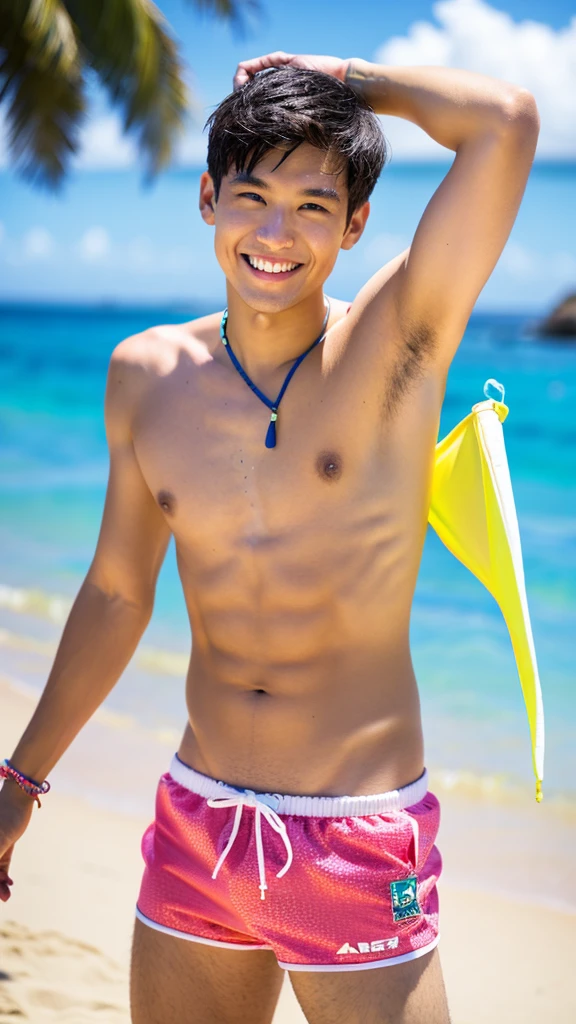 male Age 23 swimwear hawaii lifesaver smile