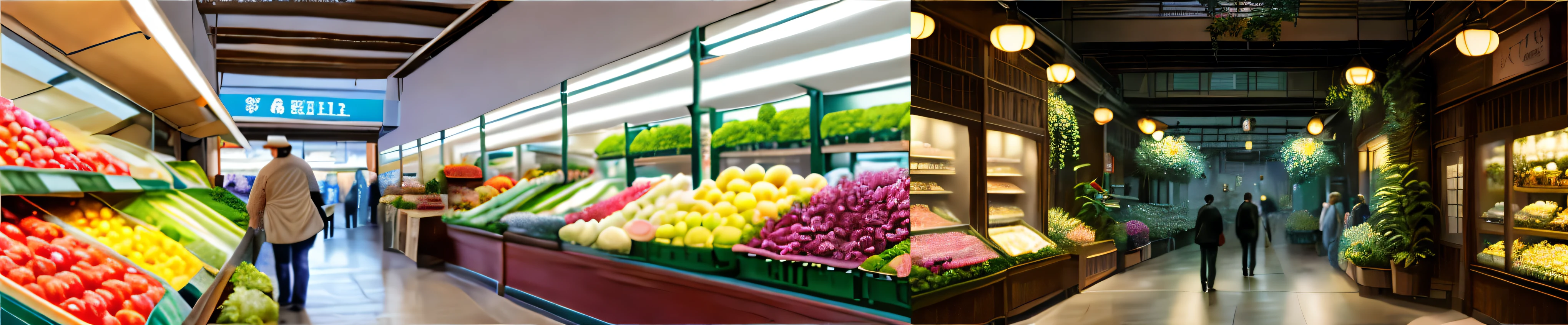 Beautiful painting of interior modern white artificial light farmers market,There are a lot of shops, vegetable shop,flower shop, Fruit Shop, Beautiful art UHD 4K, A beautiful artistic illustration, Beautiful Numbers, Highly detailed numbers, Beautiful Numbers Artwork, The colors are brilliant and rich, Gorgeous numbers