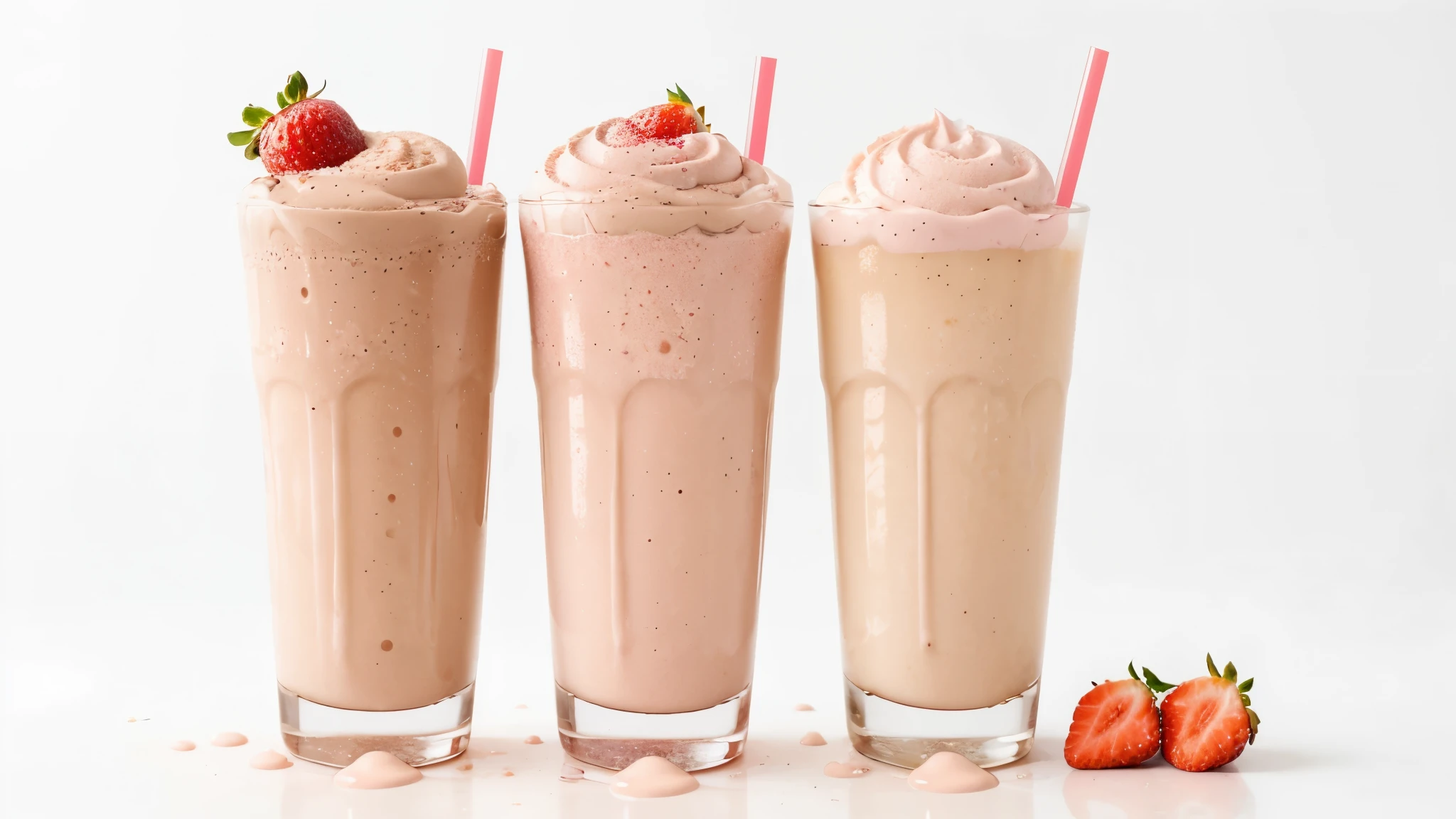 Delicious Strawberry milk shake ,delicious, White background, sharp