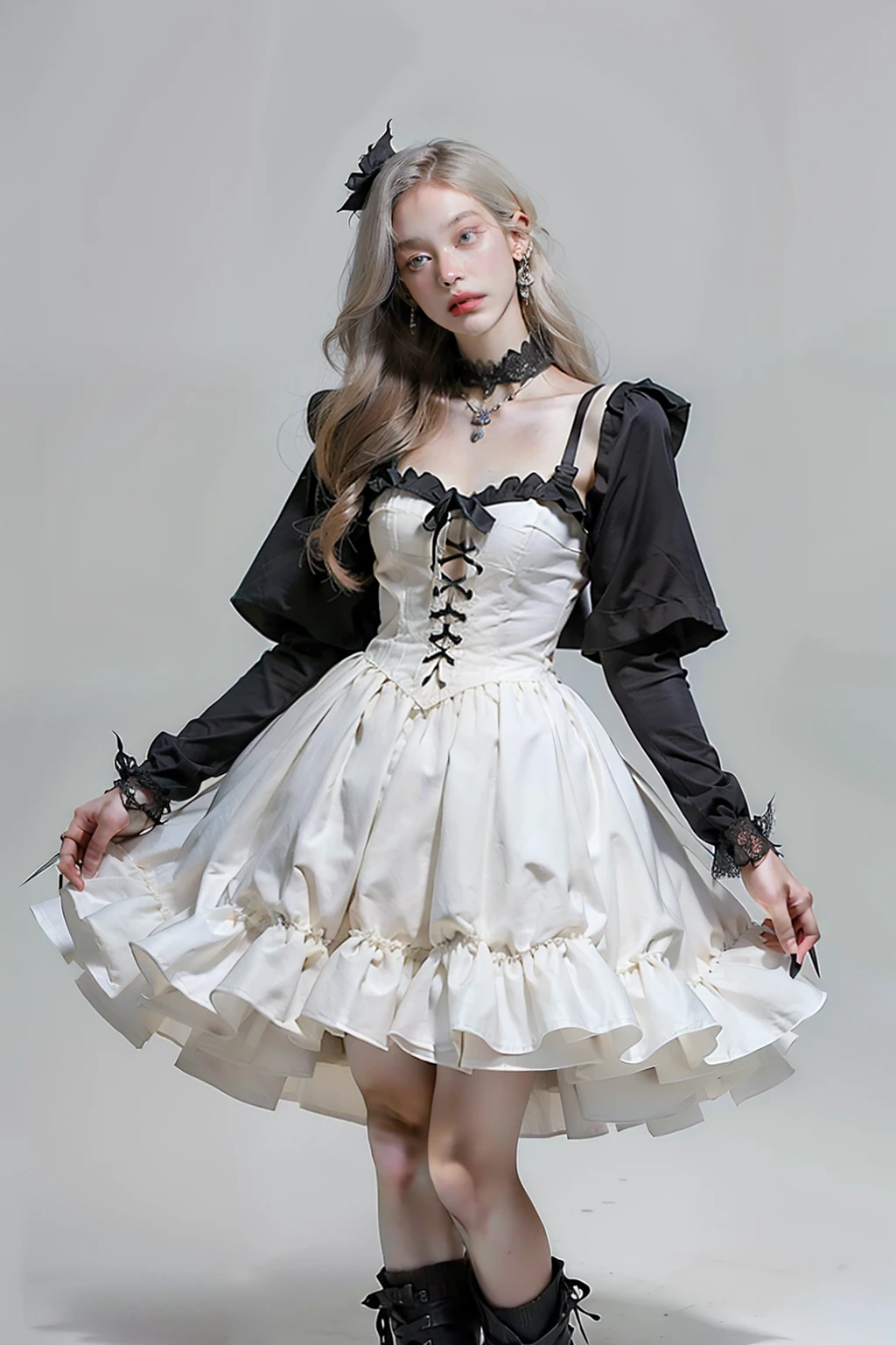 (((masutepiece, of the highest quality, super detailed))), full body, whole body, hand drawn style, hand painted style, watercolour, sketch, a knight, white background, plain background, Bloodborne inspired, tatty Bloodborne attire, occult aesthetic, occult, tatty red and white clothing detailed and intricate steampunk and detailed gothic lolita (with a hood), diadems, long coat, Complex laced boots, Fluttering lace flared long knee length dress with frilly petticoats, long dress, knee length dress, pleated petticoats, lolita dress, petticoats gothic lolita, beautiful small breasts, (((( Highly detailed face))), small thin nose, Small thin lips mouth, (((Very sharp focused eyes))), Very large slit precision pale grey eyes that shine like jewels. very long eyelashes, Silver hair swaying in the wind, Emitting a dazzling light in a mandala pattern, white background, Very dramatic and cinematic lighting, tatty damaged old red and white clothing, full body, whole body, body, cosmic horror, grim dark, lolita dress, gothic, lolita petticoats, Bloodborne attire petticoats, full body, whole body, Bloodborne inspired
