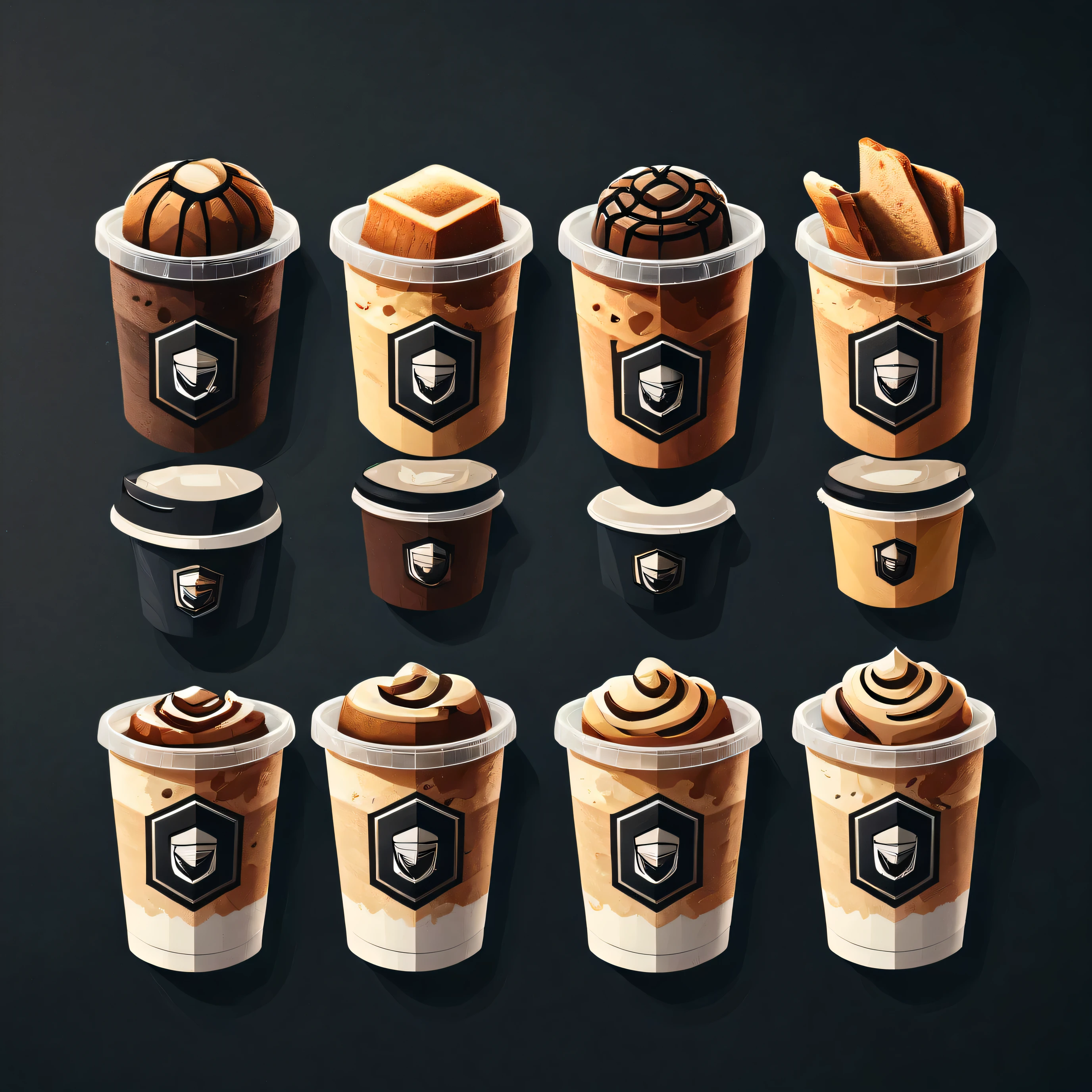 Badgetype,solo badge,counter strike2 type badge, bread toast, cold coffee drink in plastic cup