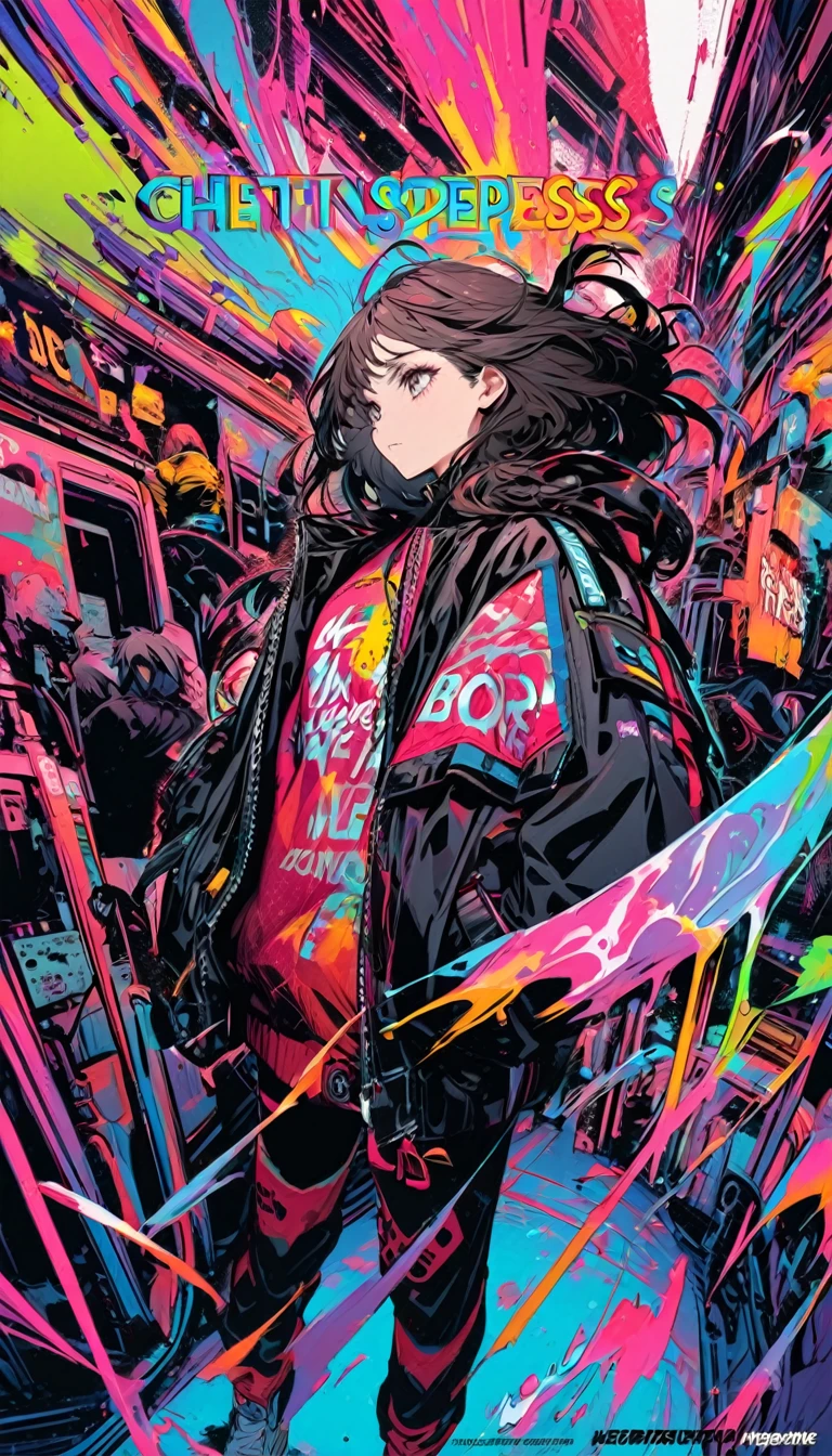 Fashion Magazine cover:A handsome female model, ((((dramatic))), (((Gritty))), (((intense))) film poster featuring a young miss as the central character. She stands confidently in the center of the poster, wearing a fashionable and edgy Full set of equipment, with a determined Express on her face. The background is dark and Gritty, with a sense of danger and intensity. The text is big bold and striking, with a catchy tagline that adds to the overall feeling of drama and excitement. The color palette is mainly dark with splashes of Full of energy colors, giving the poster a Dynamic and visually striking appearance,vertical painting (Magazine:1.3), (cover-style:1.3), Fashionable, miss, Full of energy, Full set of equipment, posture, front, colorful, Dynamic, background, element, confident, Express, Keep, statement, Accessories, majestic, coiled, about, touch, Scenes, text, cover, big bold, striking, title, fashionable, font, catchy, title, big, striking, modern, trend, focus, Fashion,
