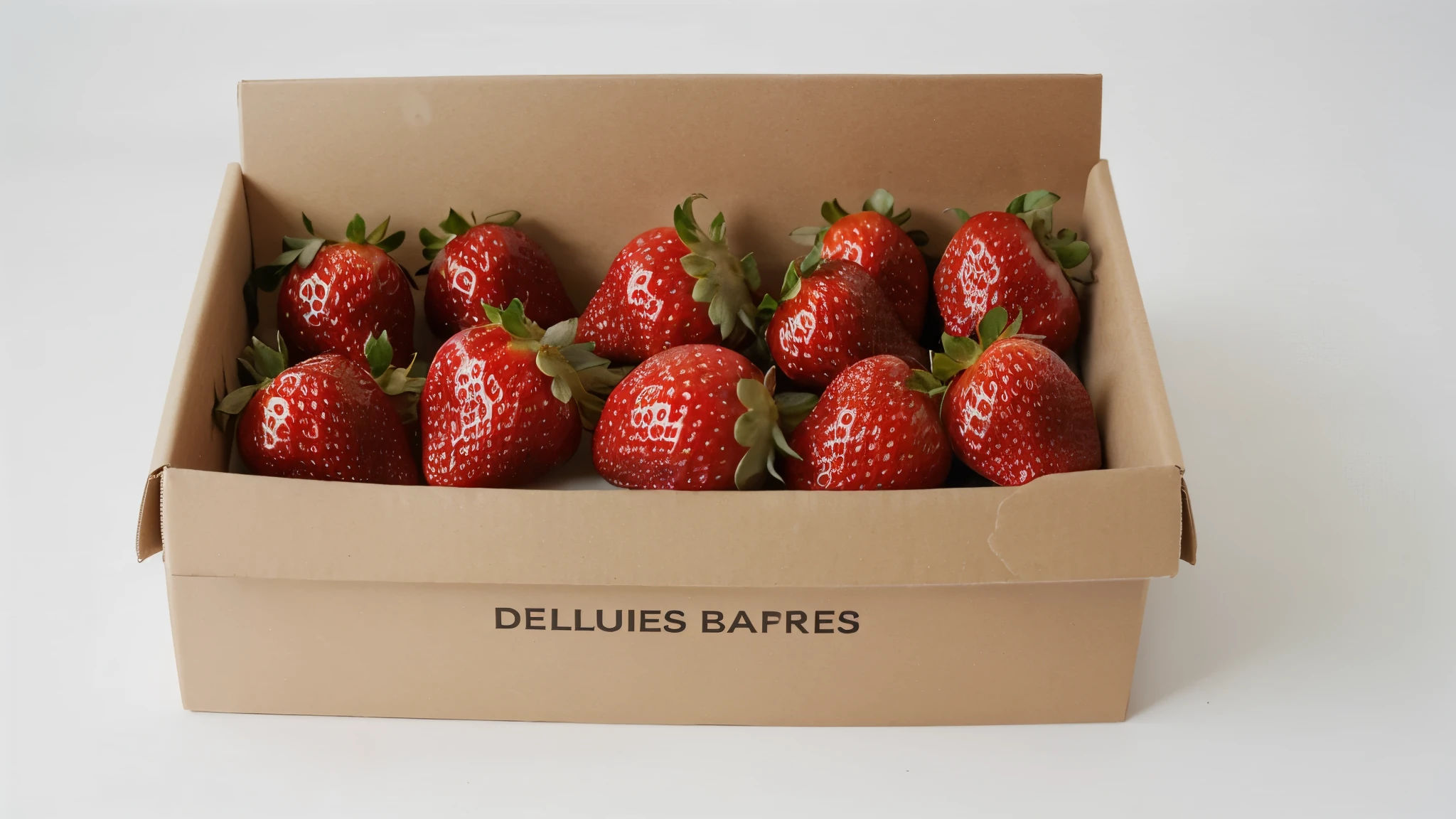 Delicious strawberries in a box ,delicious, White background, sharp