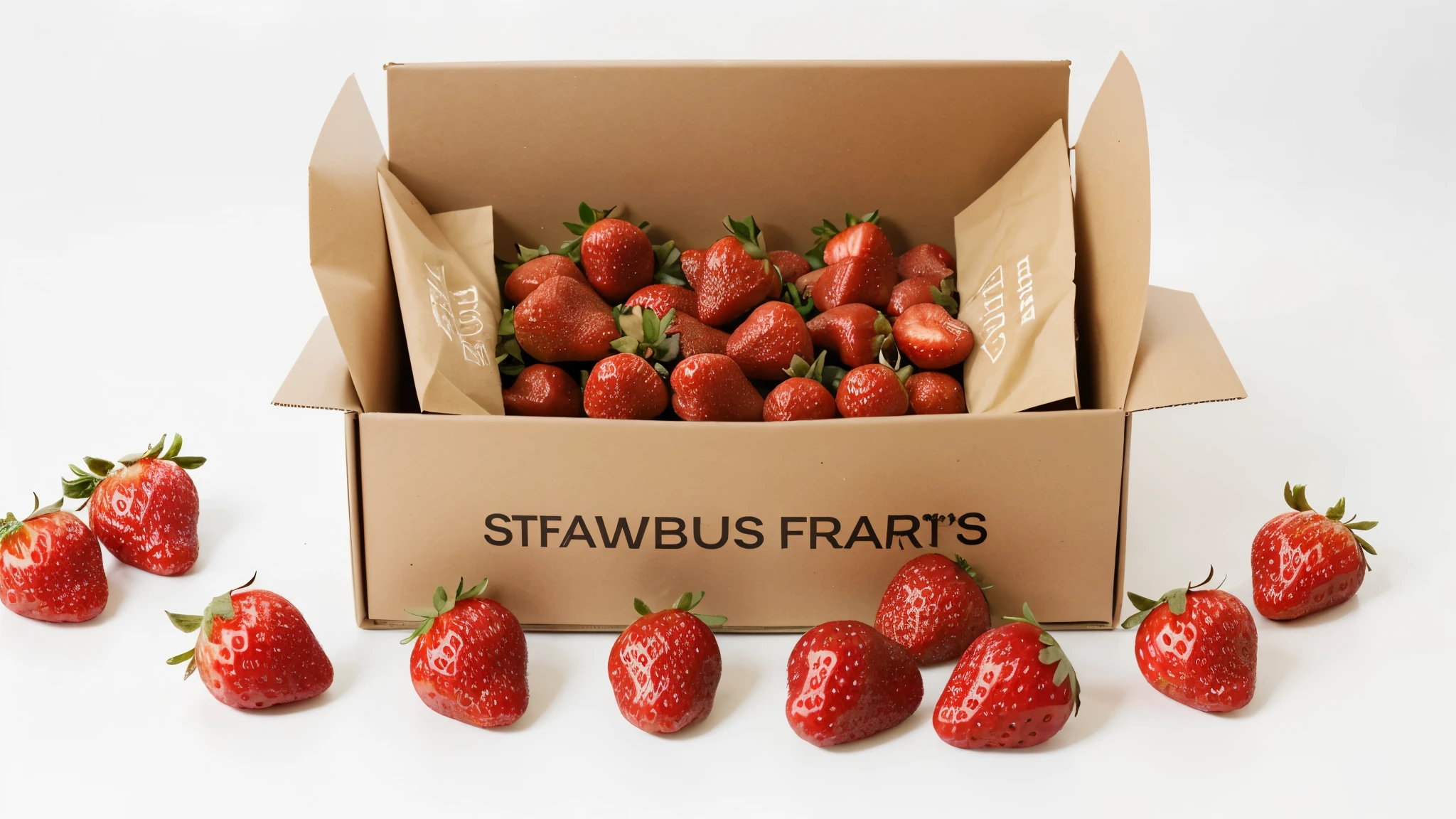 Delicious strawberries in a box ,delicious, White background, sharp