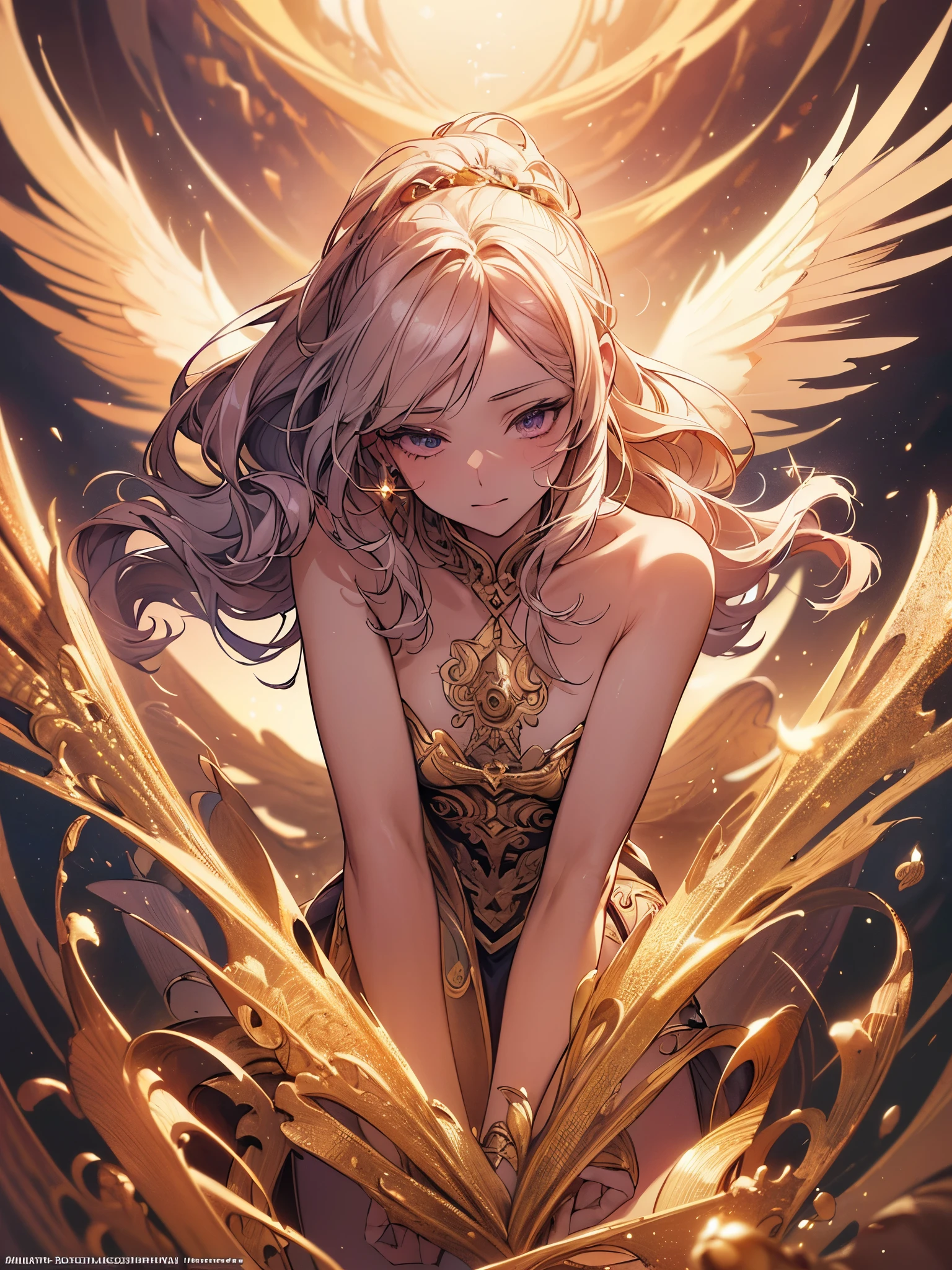 ((highest quality)),(ultra high resolution),(Super detailed),(detailed description),((best CG)),(best work of art),super precision art,amazing drawing art,(Fantasy art with precise details:1.5), bless,Majestic,wing,Wind,warmth,soft,incorruptness,sparkle,